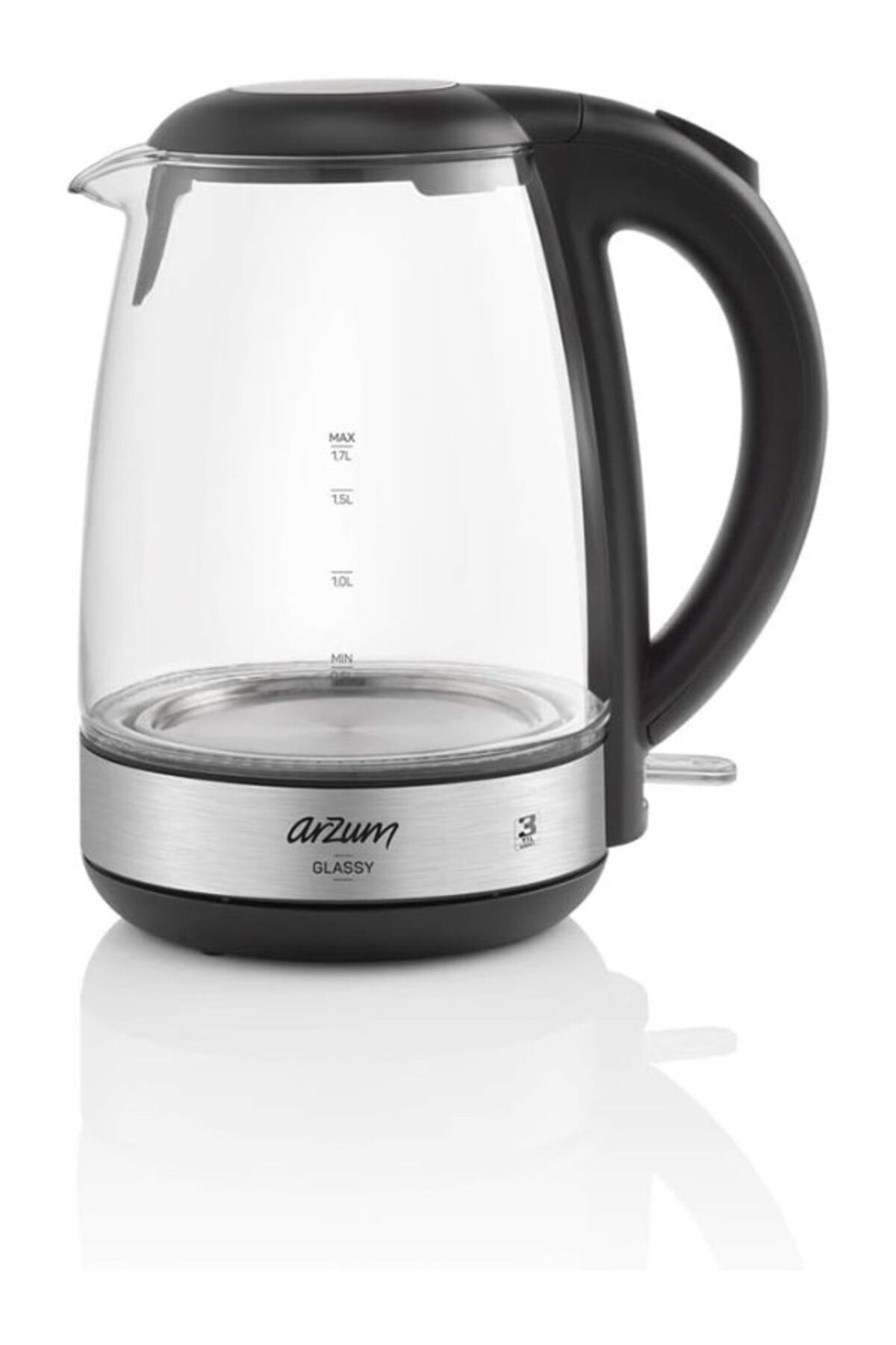 ShopZum Arzum Ar3071 Glassy Su Isıtıcısı, Cam, 1.7 L Kapasite, 2200 W, Otomatik Kapanma