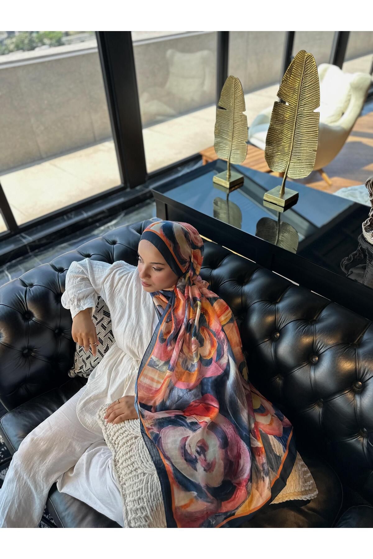 Oxygen Scarfs MAGNOLIA DESEN PAMUK İPEK ŞAL-6203253