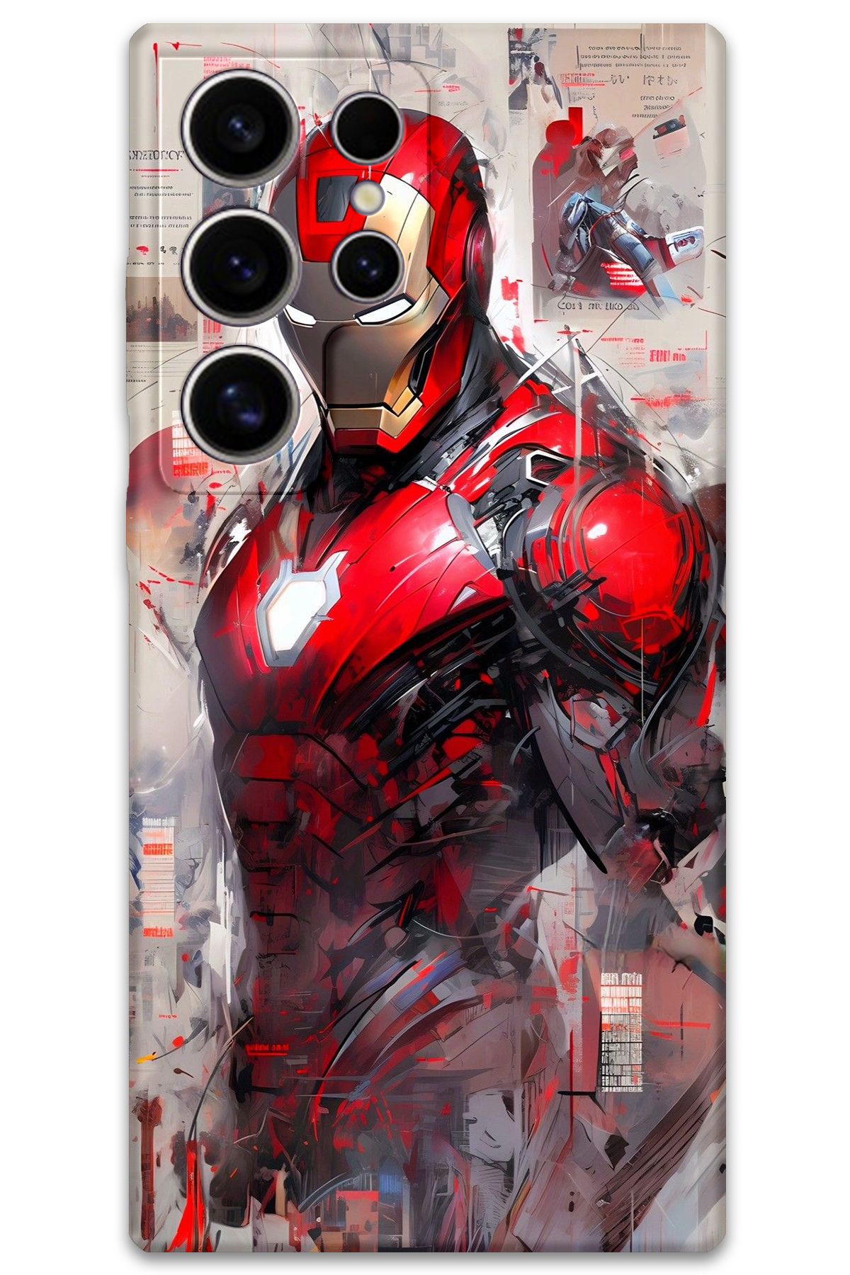 Gramaphone Galaxy S23 Ultra Uyumlu İronman Desenli Telefon Kılıfı + Ekran Koruyucu - 5828