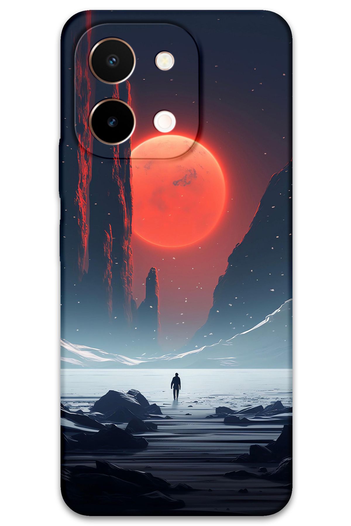 Gramaphone Vivo Y28 Uyumlu Uzay Desenli Telefon Kılıfı + Ekran Koruyucu - 5861