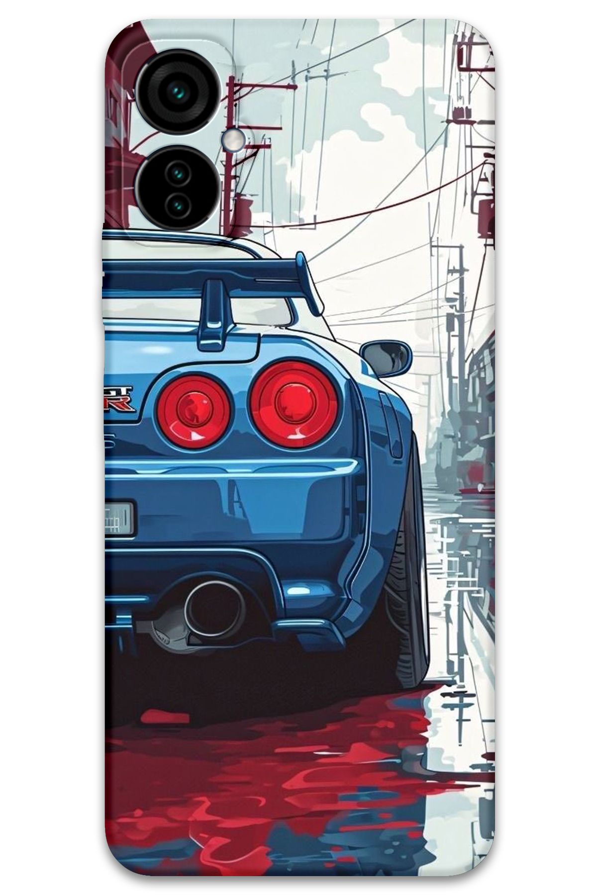 Gramaphone Tecno Camon 19 Neo Uyumlu Araba Desenli Telefon Kılıfı + Ekran Koruyucu - 5761