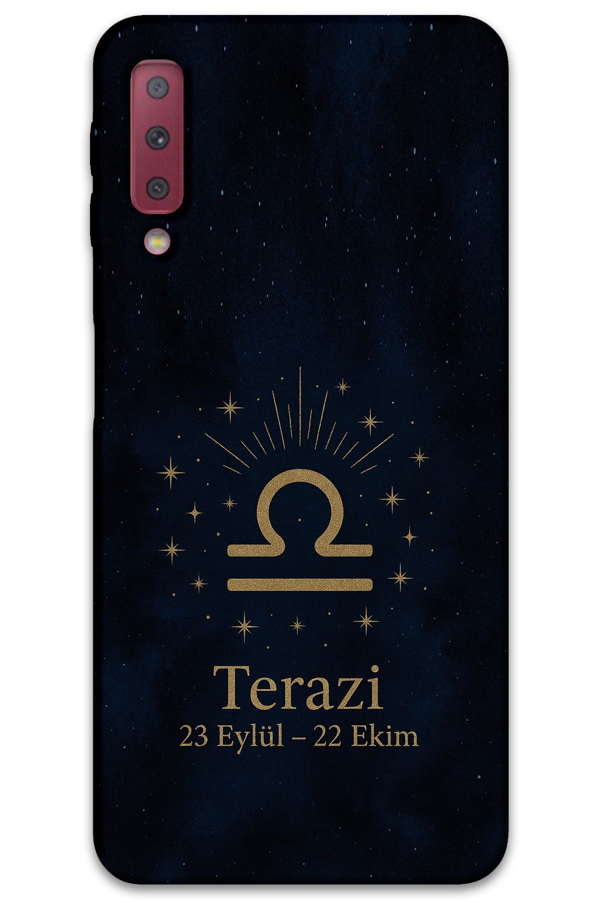 Gramaphone Galaxy A7 2018 Uyumlu Terazi Burcu Desenli Telefon Kılıfı + Ekran Koruyucu - 5774
