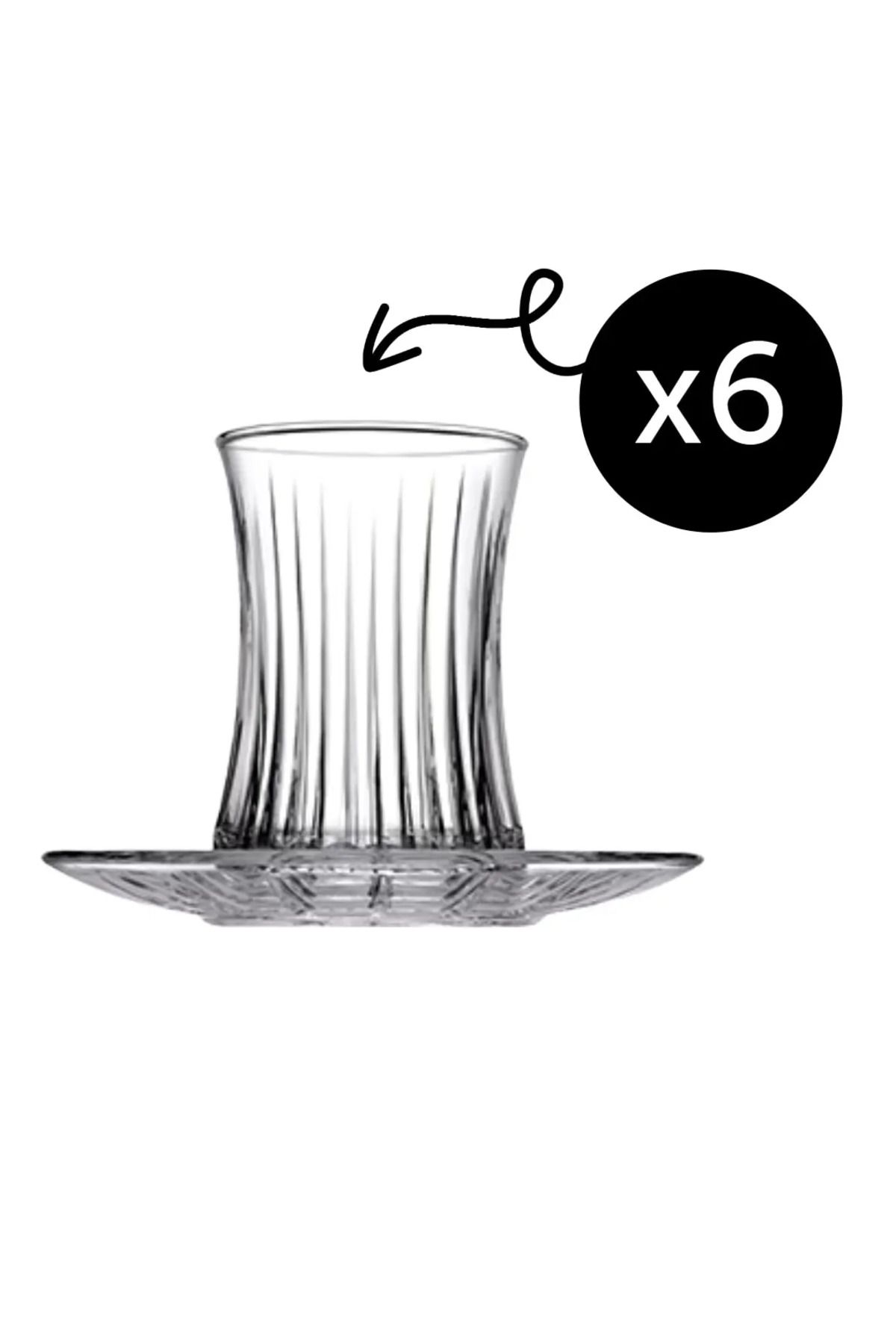 Paşabahçe-Set of 6 Tea Cups with Saucers, Pasabahce, Elysia Model, Extra Quality, 170 ml 1