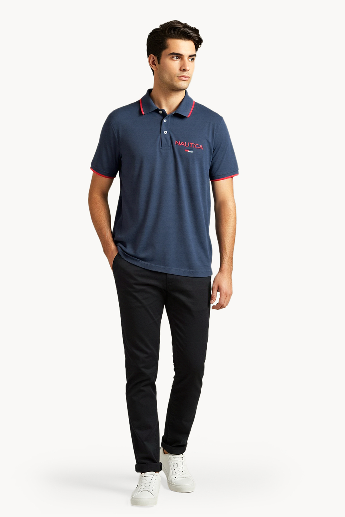 Nautica Basic Regular Fit Premium Cotton Logo Polo Shirt