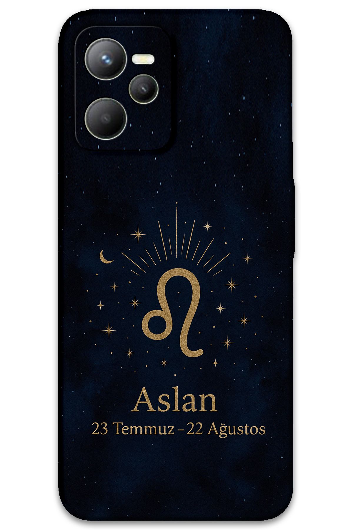 Gramaphone Realme C35 Uyumlu Aslan Burcu Desenli Telefon Kılıfı + Ekran Koruyucu - 5772
