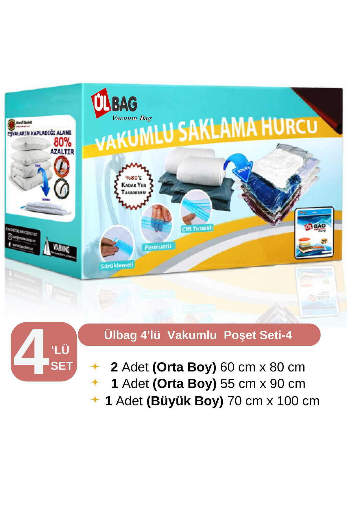 4-Piece Vacuum Bag Set (2L +1M +1XLVacuum Bag, Vacuum Pulp