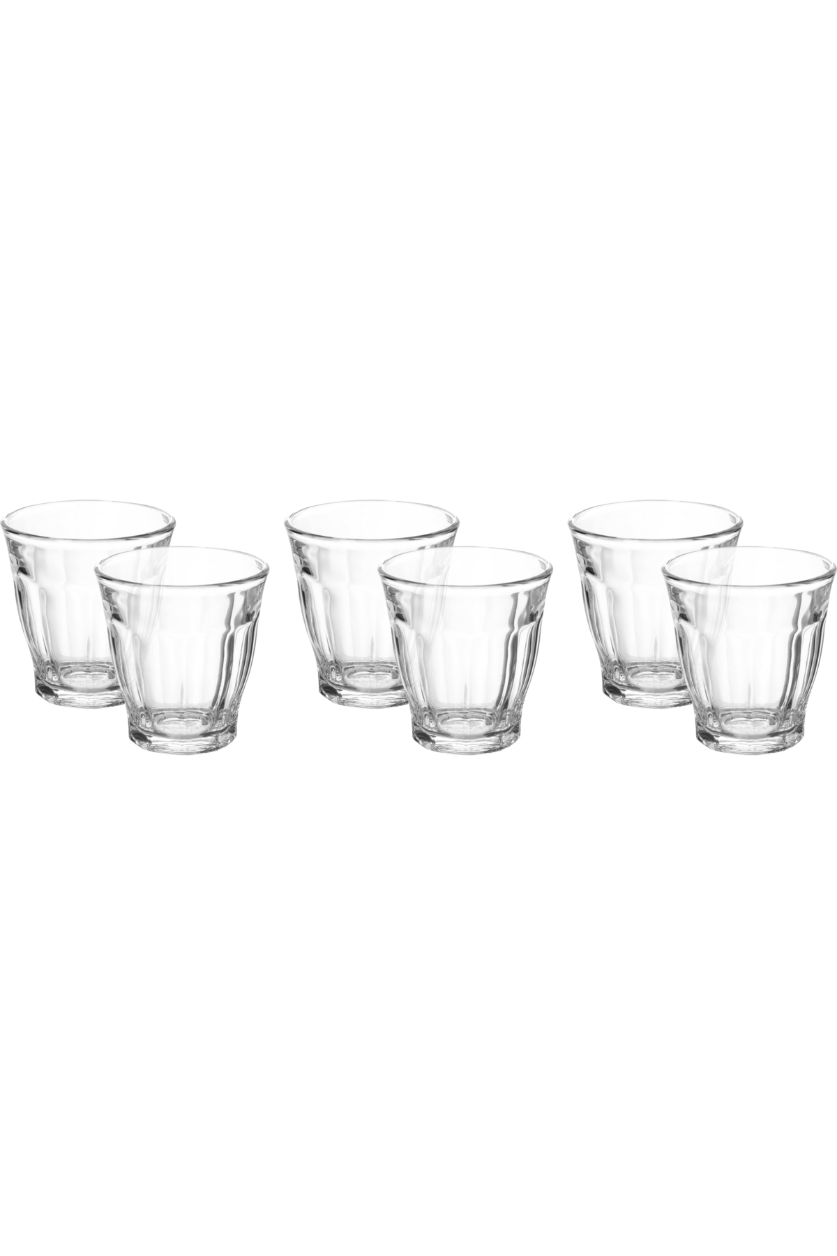 طقم أكواب ماكس زجاج مضلّع 6 قطع – شفاف بتصميم عصري