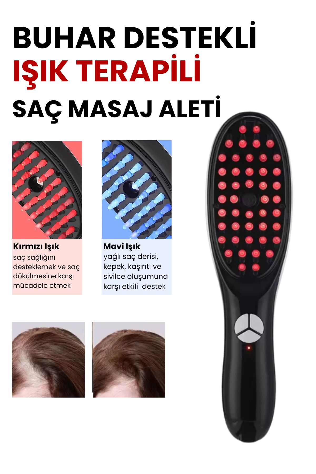 miar Buhar Destekli, Işık Terapili Saç Masaj Tarağı, Saç Tarağı