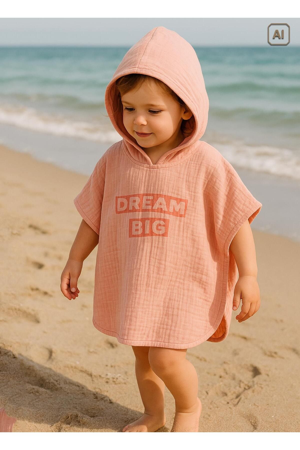 kitikate Organik Dream Big Pink Müslin Panço Bornoz Pembe