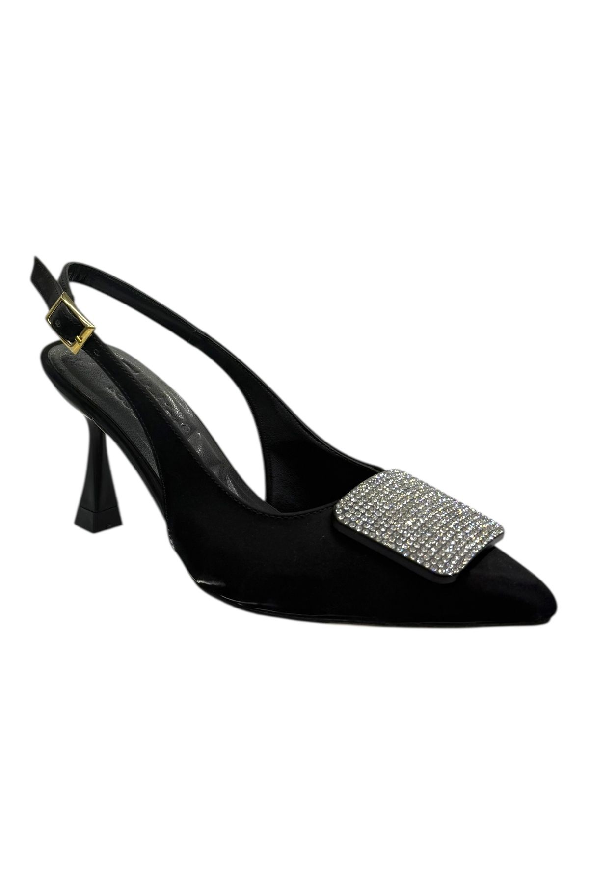 Shoes Kare Kristal Tokalı Topuklu Ayakkabı