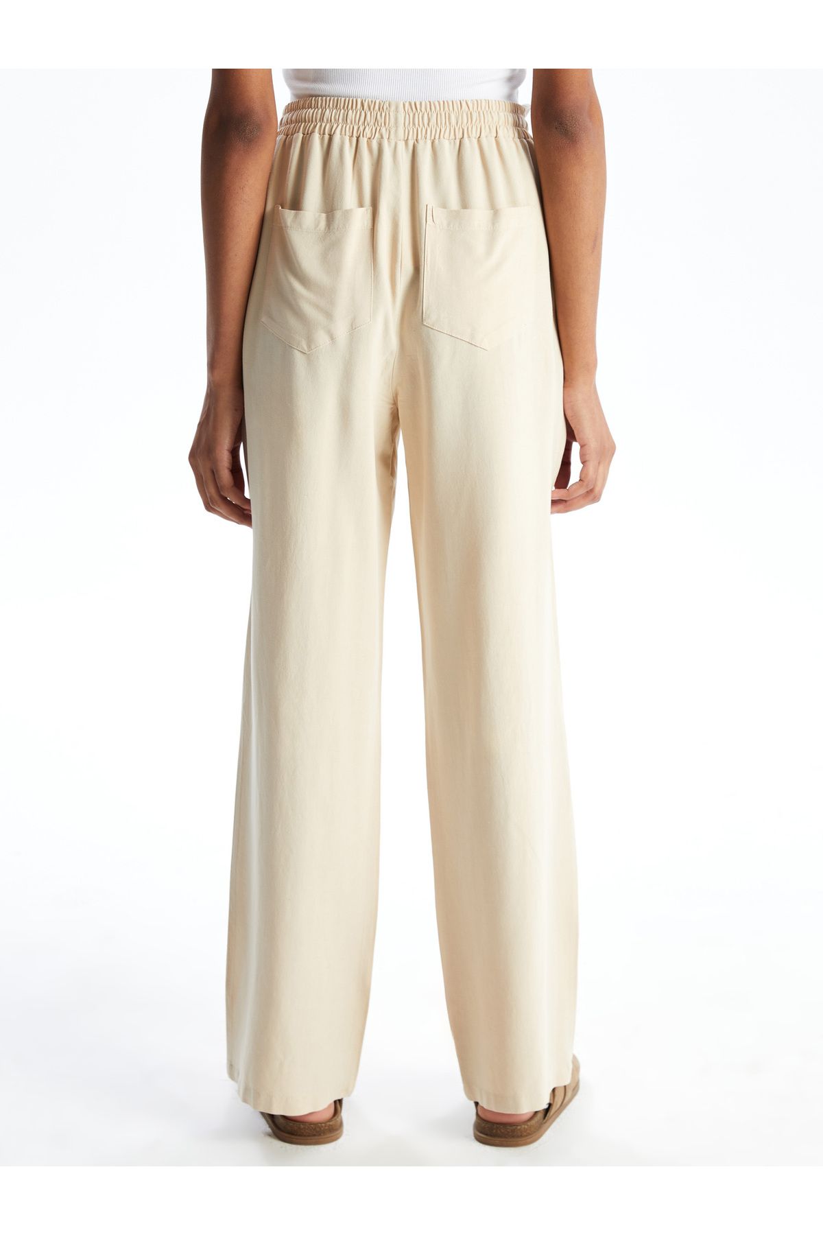 LC Waikiki-Women's Linen Blended Pants with Elastic Waist 4