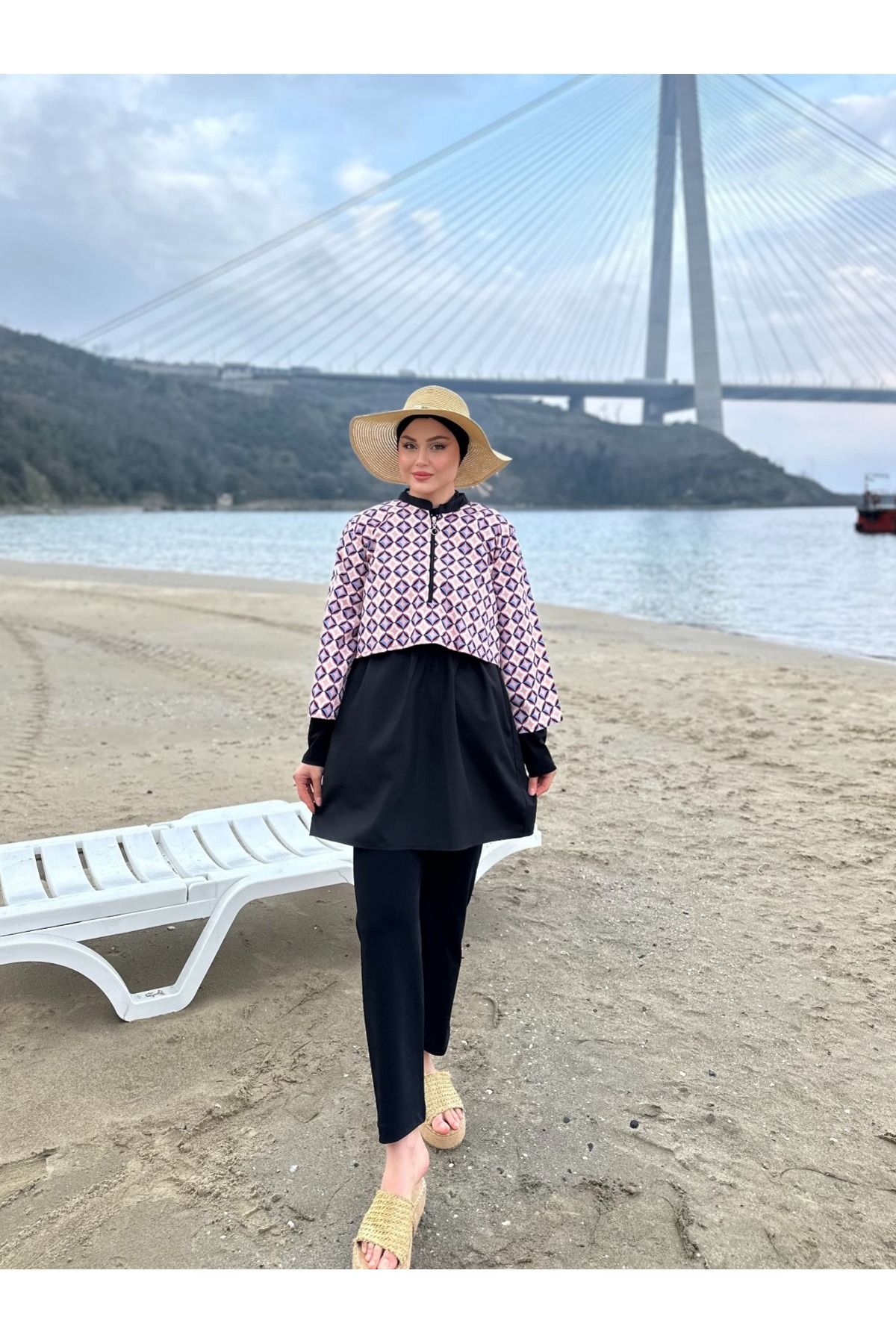 Miraystyle Geometrik Desenli Tesettür Mayo
