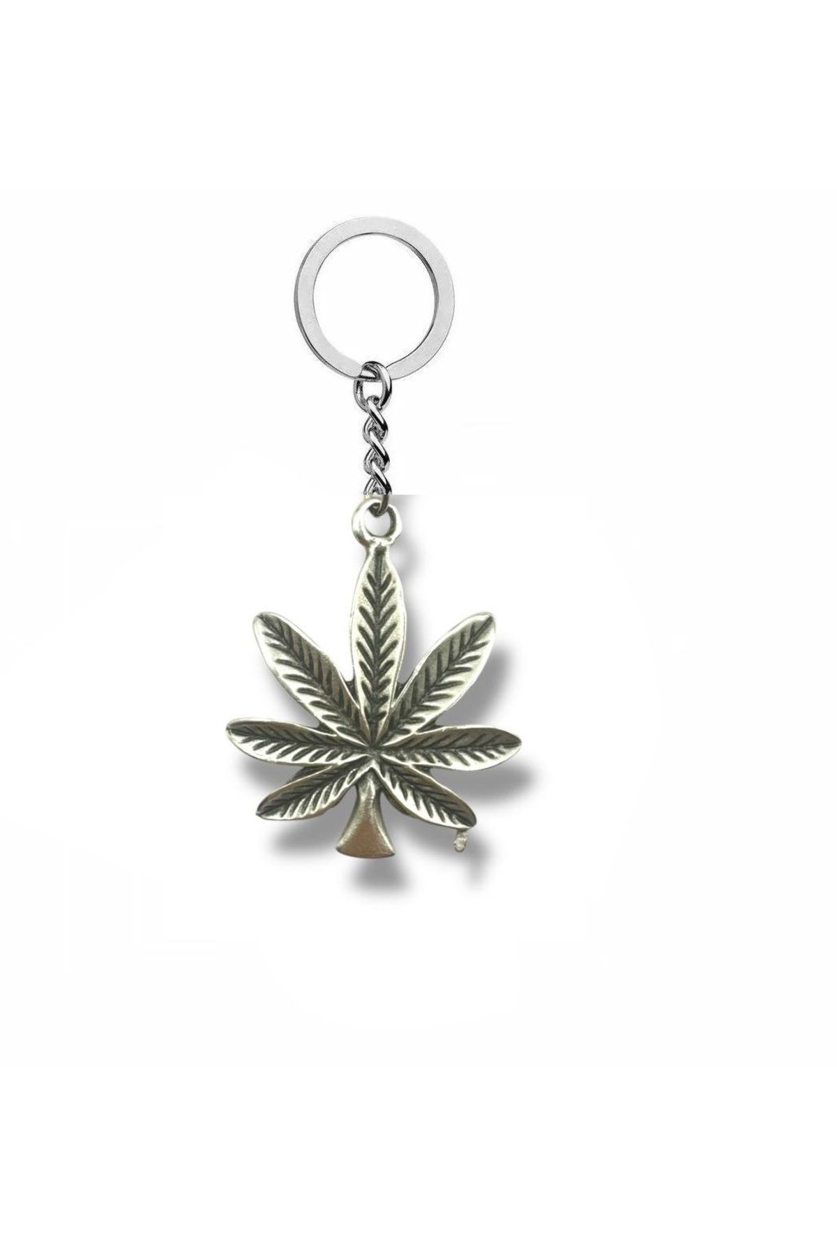 Herşey Nota Marijuana Yaprak Figürlü Gümüş Renk Metal Anahtarlık – Cesur ve Özgün Aksesuar