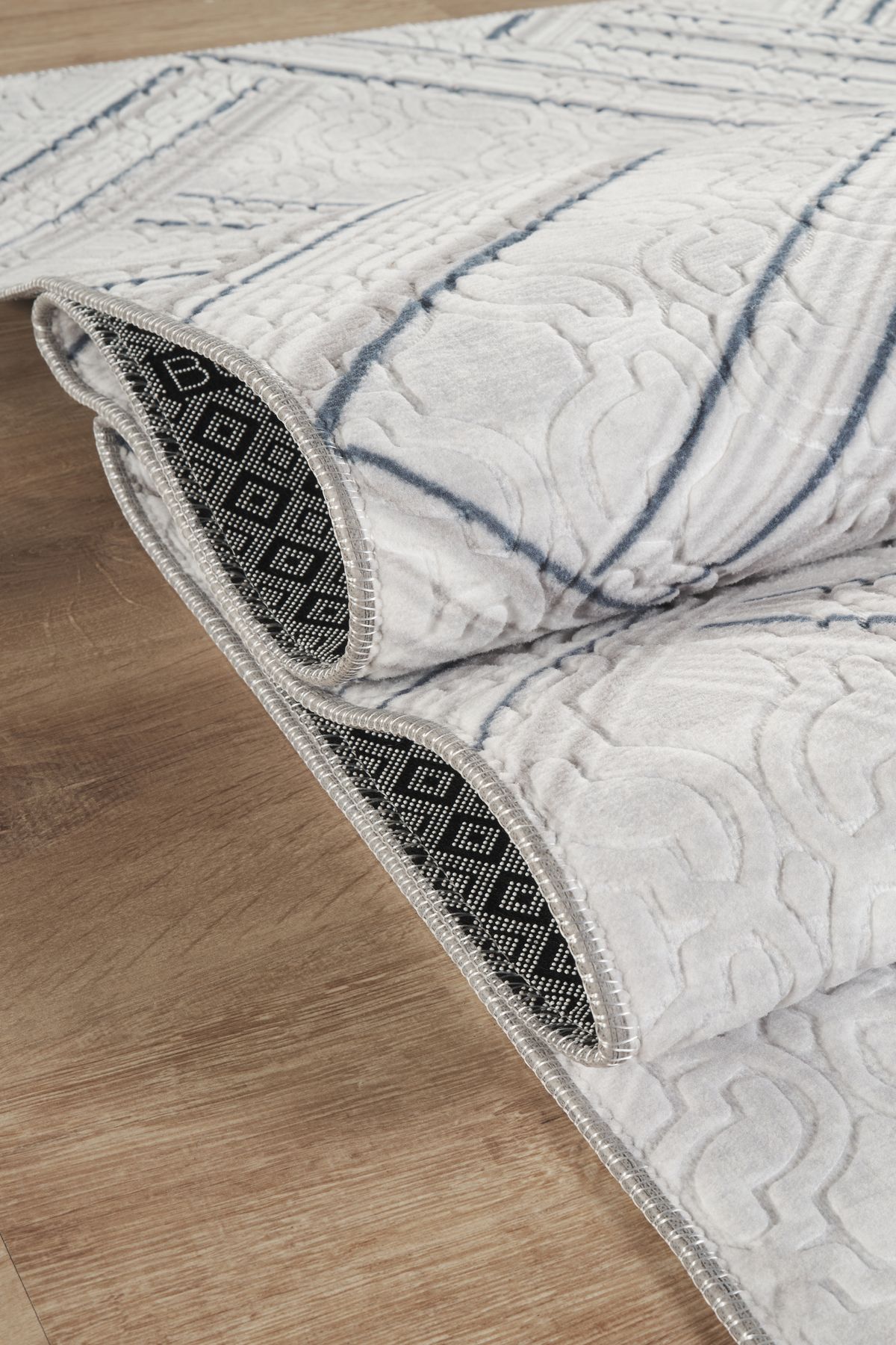 LİNOS HOME Kaylee Yıkanabilir Kaymaz Tabanlı Embos Kesme Rulo Halı Yolluk Salon,Oturma Odası,Mutfak A.Gri-7014