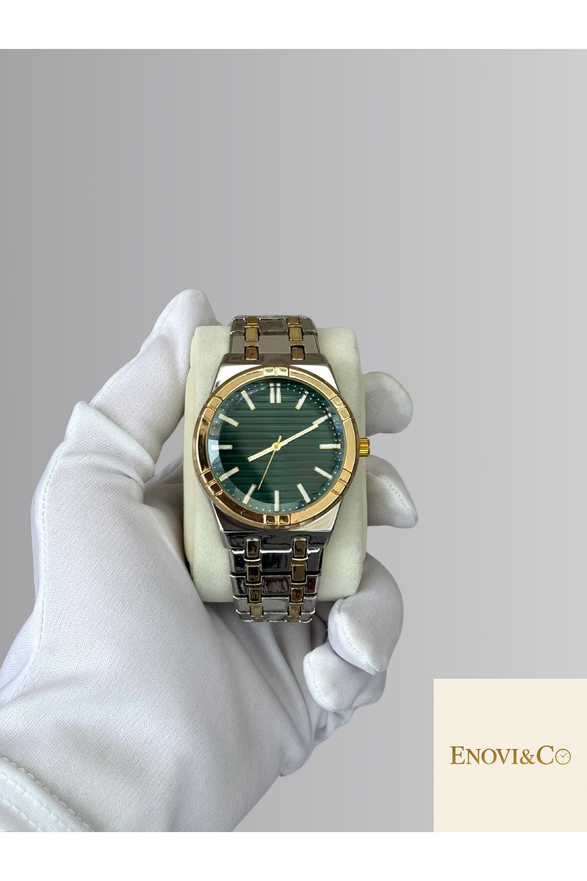 Marka Enovı&Co Yeni Sezon Gümüş - Gold Kordon Erkek Kol Saati Kutulu