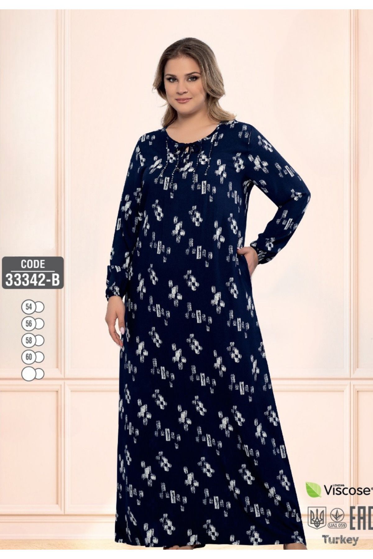 Juliet Deluxe Kadın Büyük Beden Dokuma Viskon Kumaş Uzun Kollu Elbise 33342-B