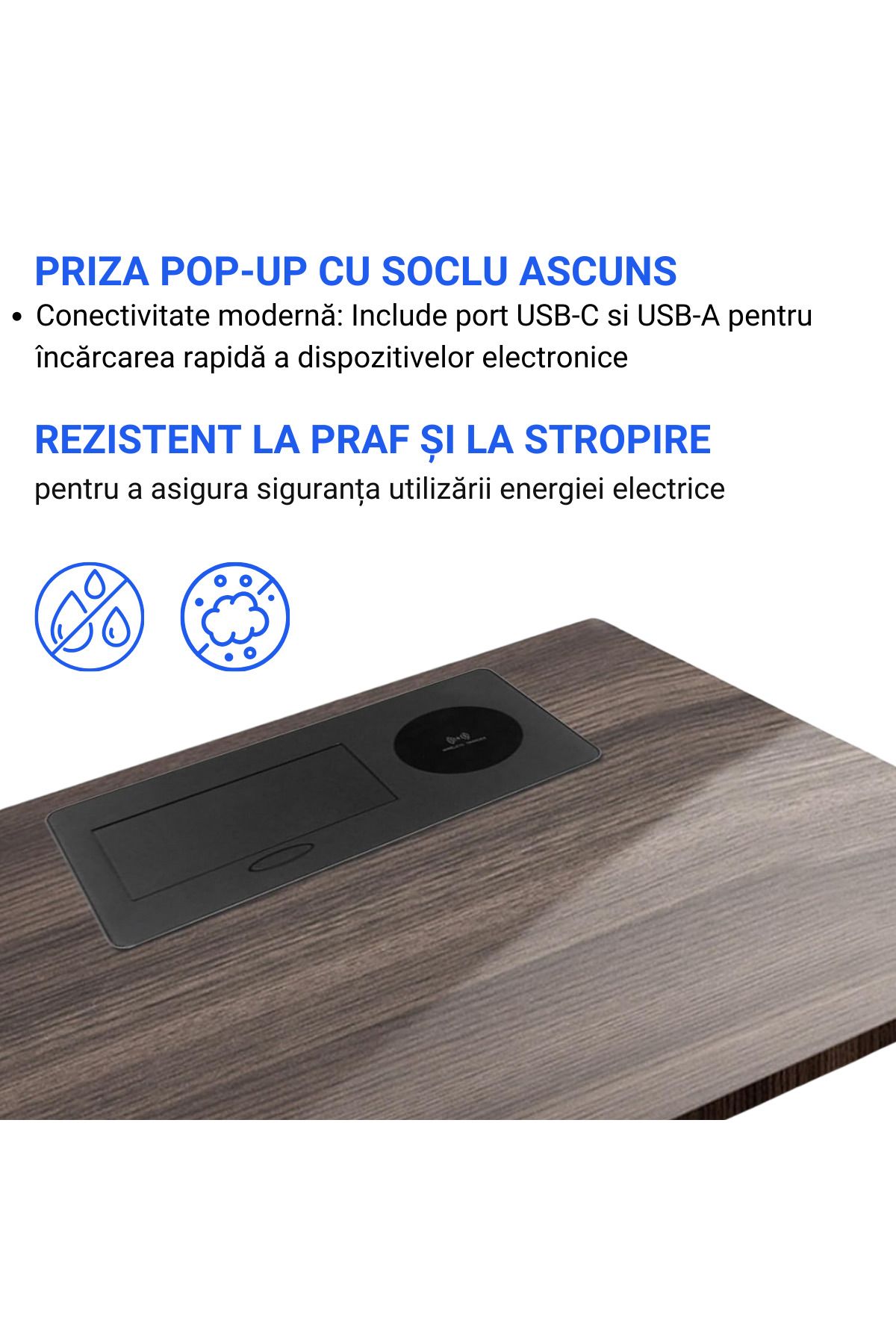 ATOMKIT-Built-in Furniture Socket with WiFi included, 15W charging, USB-C and A, Superior Material, Black 5