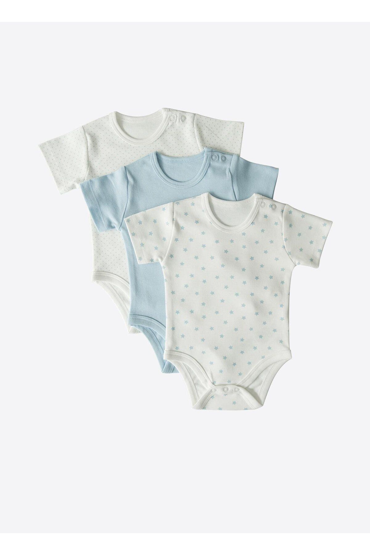 kitikate ORGANİK NEW DREAMS 3'LÜ KISA KOL BODY MAVİ
