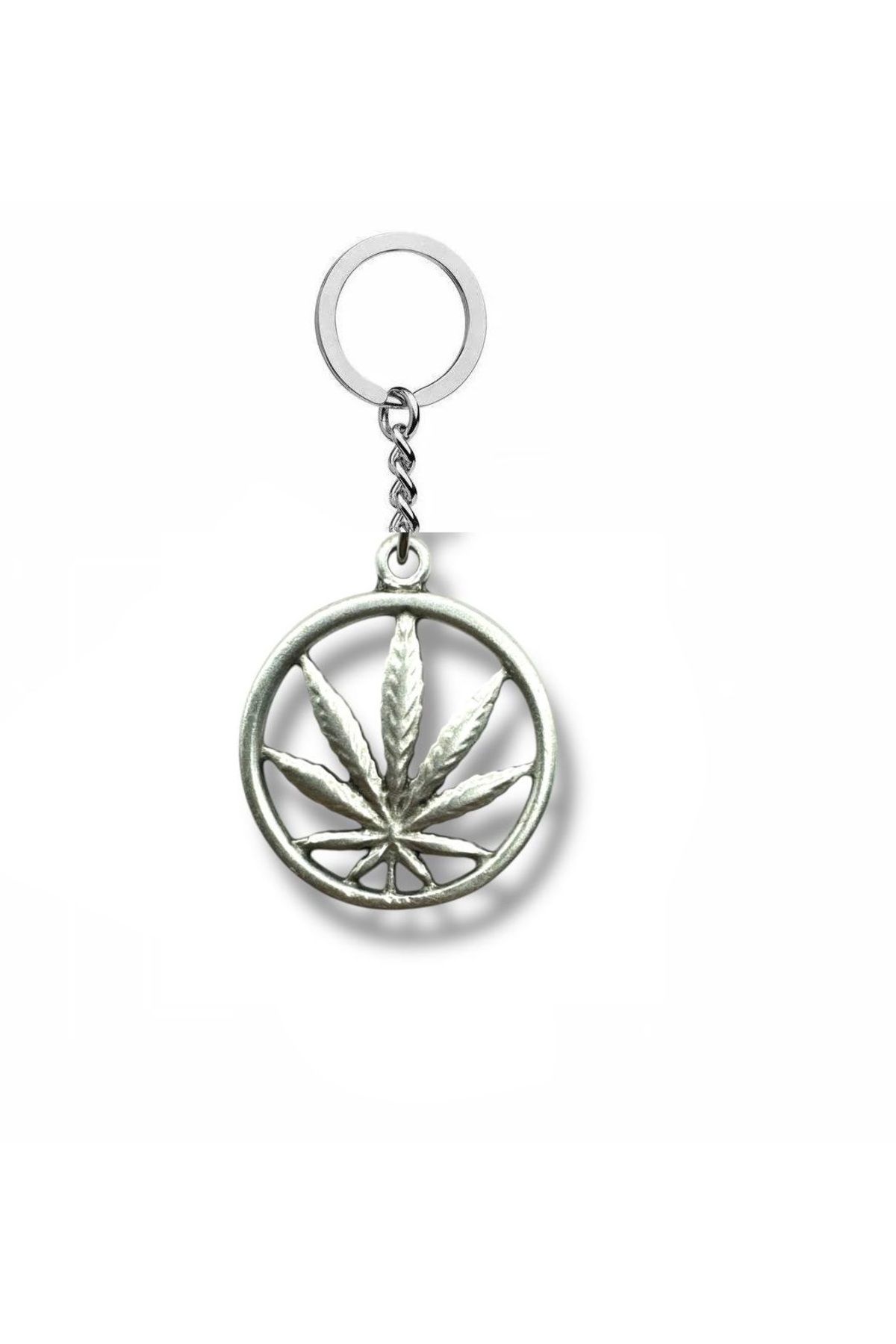 Herşey Nota Marijuana Yaprak Figürlü Gümüş Renk Metal Anahtarlık – Alternatif Tarz ve Cesur Ruh