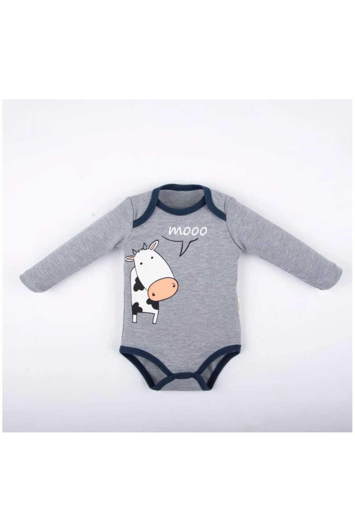 Baby Wings Necix's Minik Kuzu ve İnek Baskılı 3'lü Zıbın Set