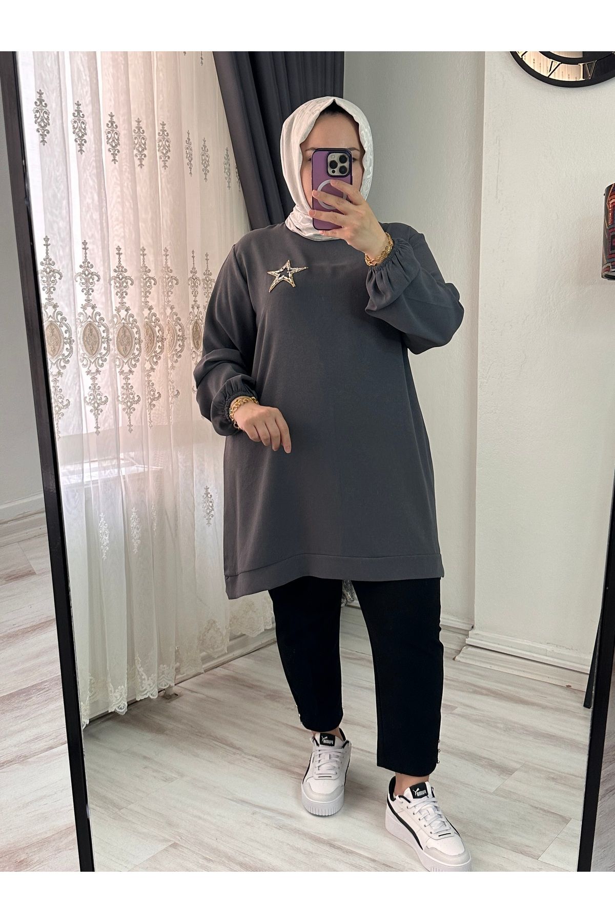 KADO SOFF YILDIZ DETAYLI KISA TUNİK