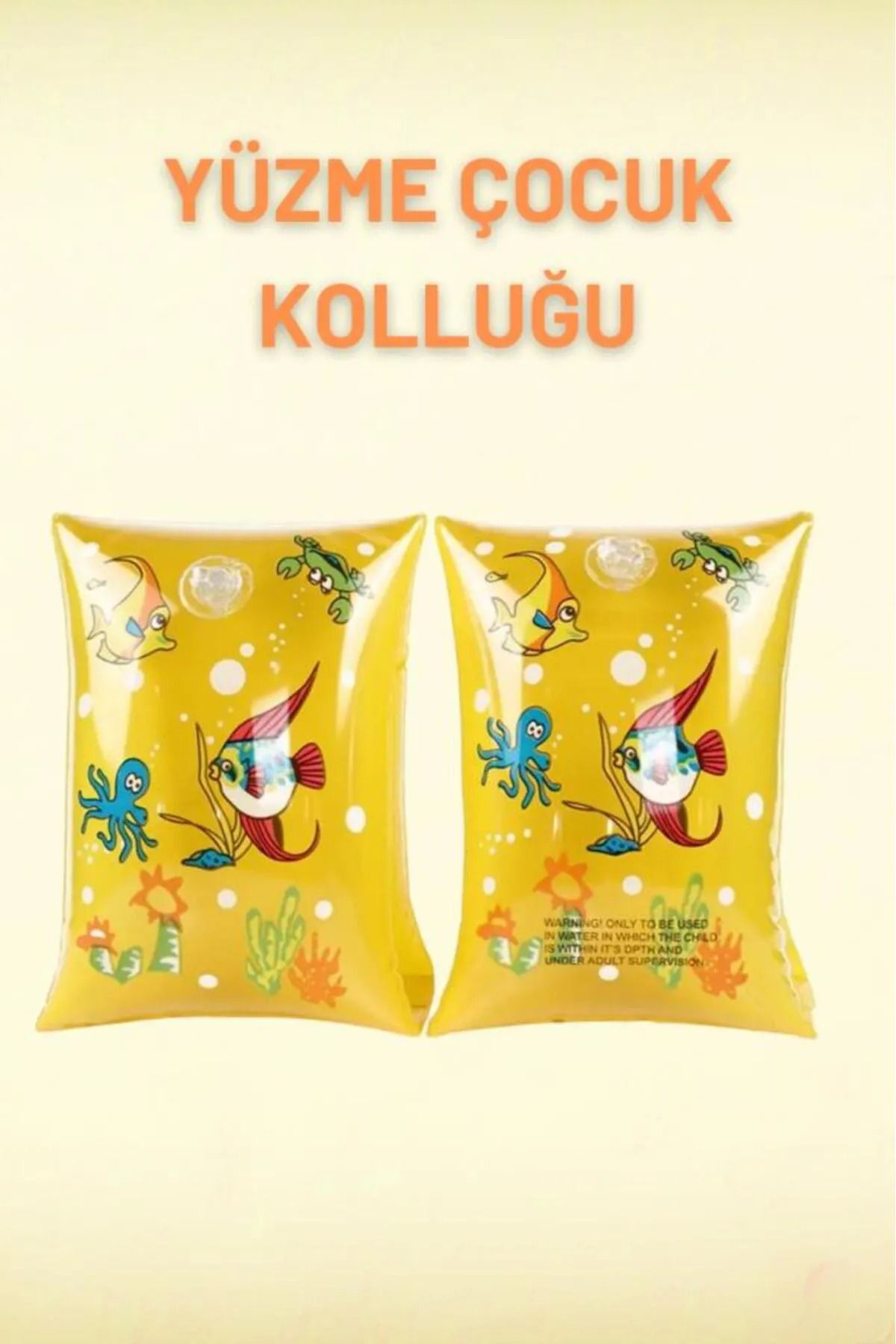 buradanaldım Sarı Hayvan Desenli, Üçgen Kolluk 3-6 Yaş İçin Yüzme Kolluğu, Deniz ve Havuz Aksesuarları