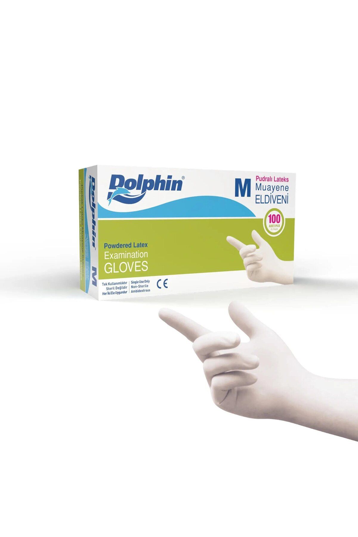 alsepeteavm Dolphin Pudralı Lateks Muayene Eldiveni M Beden - 1 Kutu - Mdr