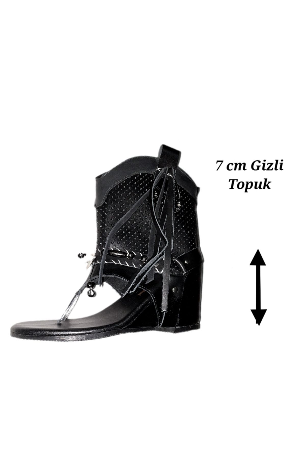 MaisonStanbul Gizli Topuk Deri Boho Sandalet