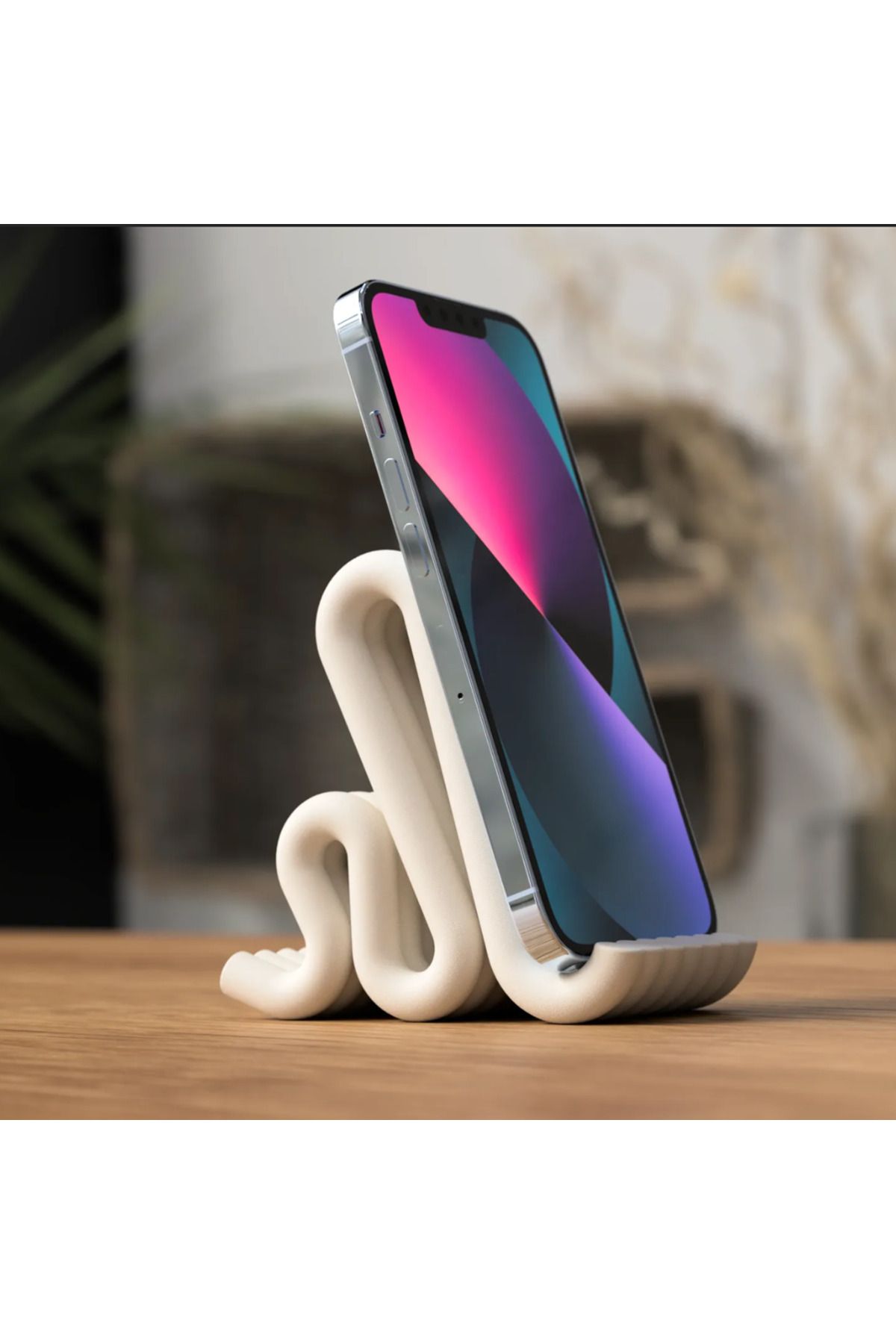 FLEXİ LAB CREATİVE 3D Dalga Tasarımlı Telefon Standı – Estetik Masaüstü Destek – Renk Seçenekli