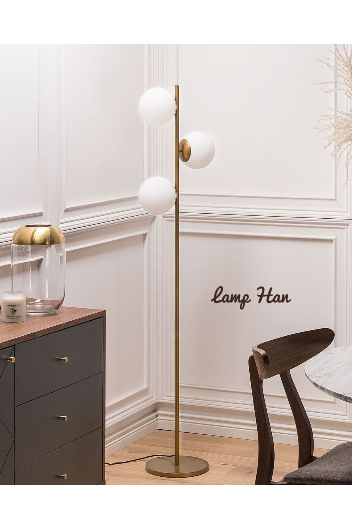 Lamp Han 3 Camlı Zemin Lambası Özel Tasarım Lambader (Satıcı Kısmının LAMP HAN Olmasına Dikkat Ediniz)