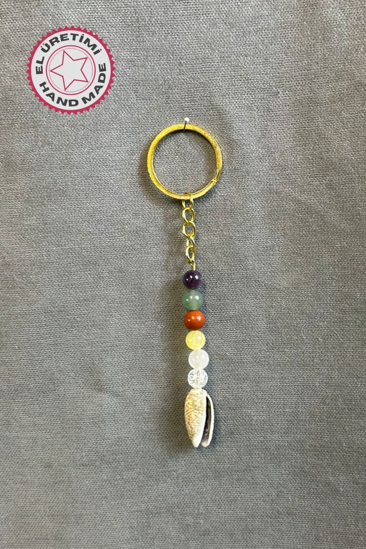 Uretti - Tuğba 6667 7638 El Yapımı Doğal Taş Çakra Anahtarlık / 13 Cm