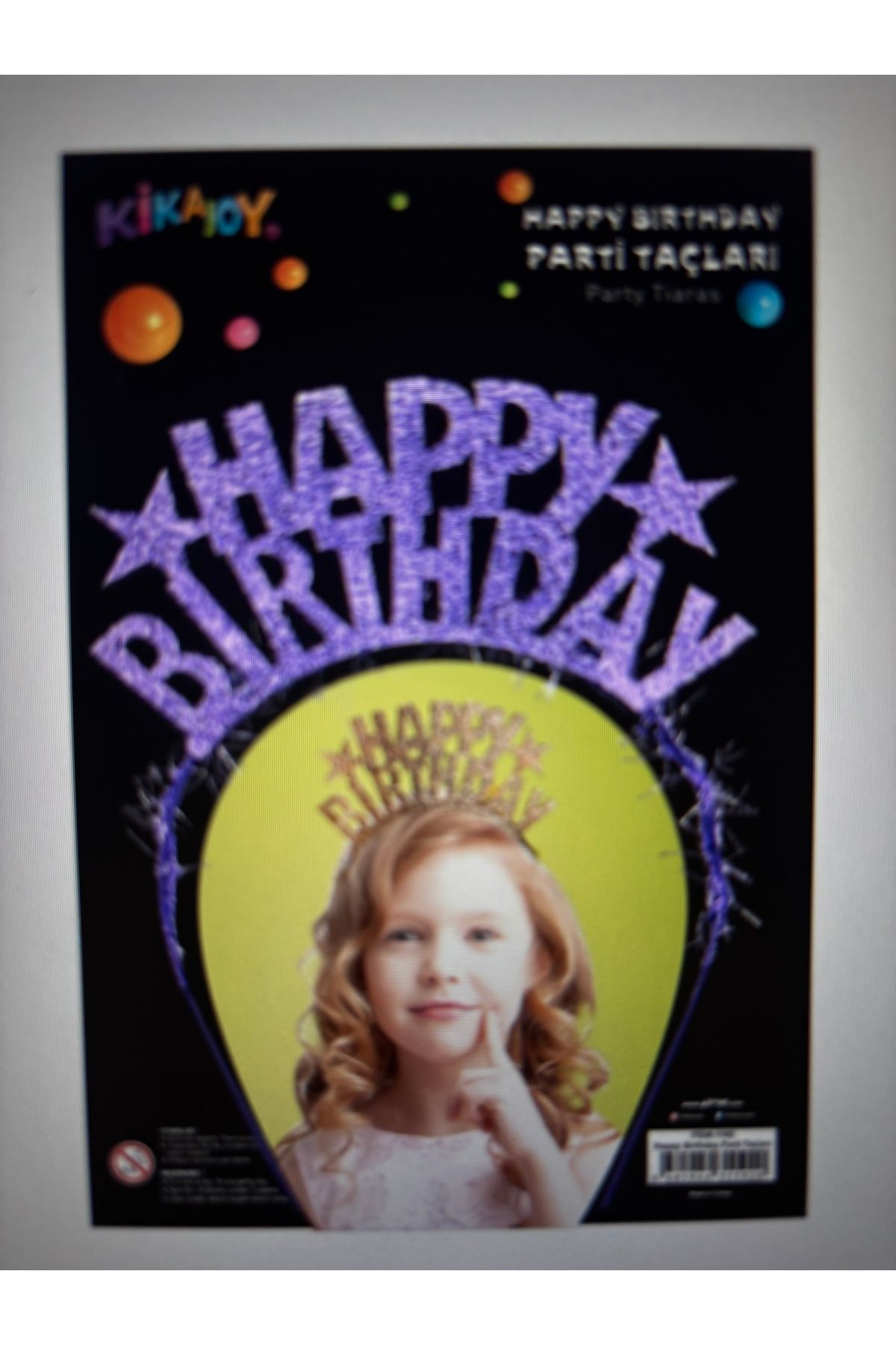 Kika Mor Prenses Doğum Günü Metal Taç -Happy Birthday -