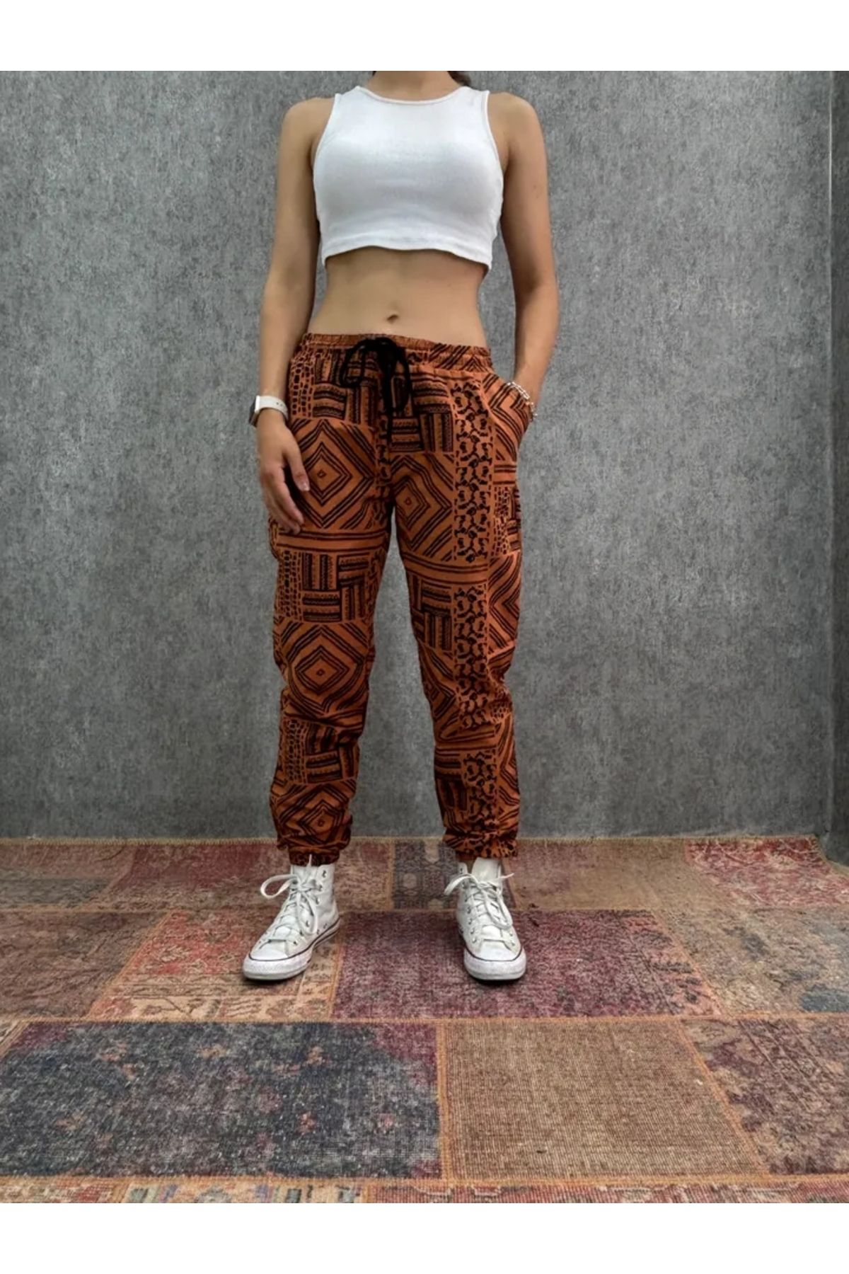 FıttingRoom Bel ve Paça Lastikli Desenli Jogger