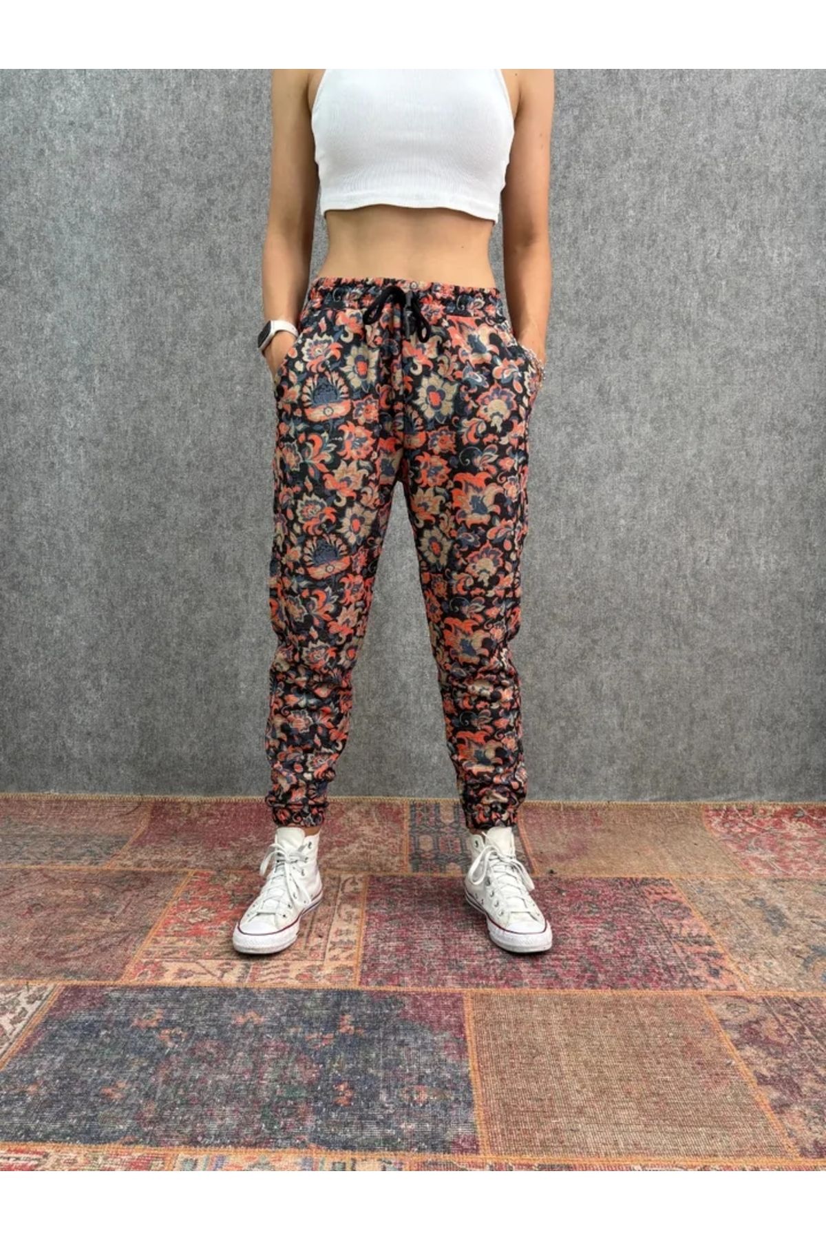 FıttingRoom Bel ve Paça Lastikli Desenli Jogger