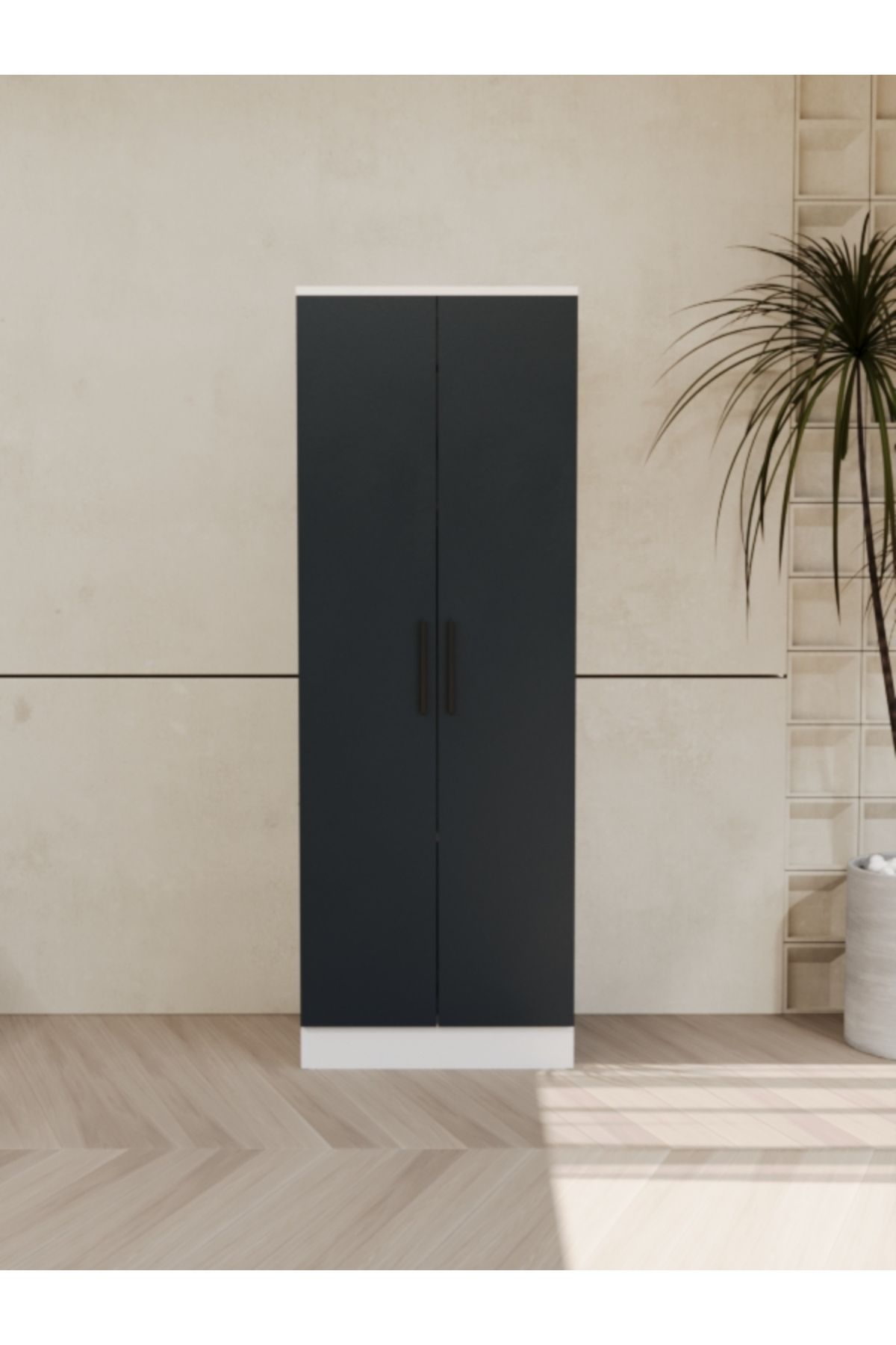 Nitro Furniture Dora Gardırop - Modern ve Kompakt Beyaz & Antrasit Tasarım (60x44.5x170 cm)