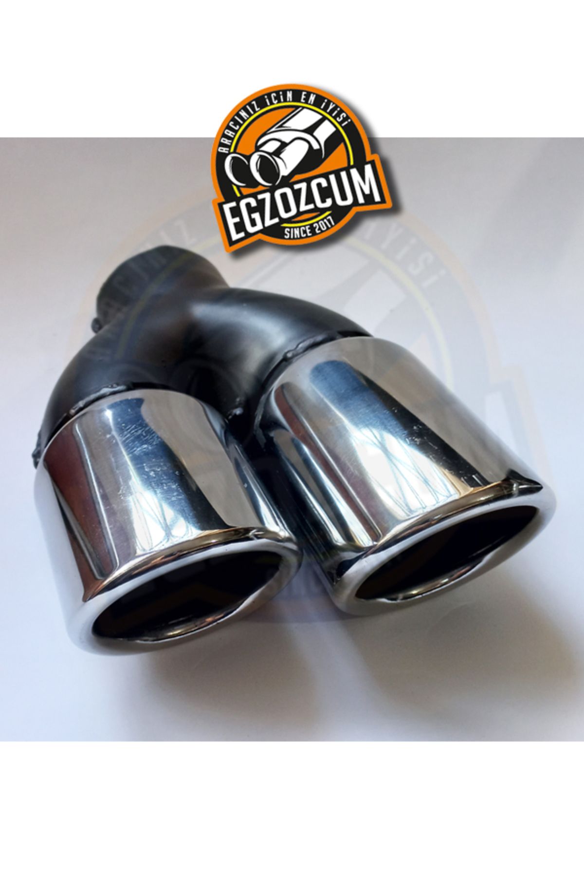 EGZOZCUM 76 mm. Eğimli kesik sol çiftli krom egzoz ucu sessiz 1 adet eksoz başlığı
