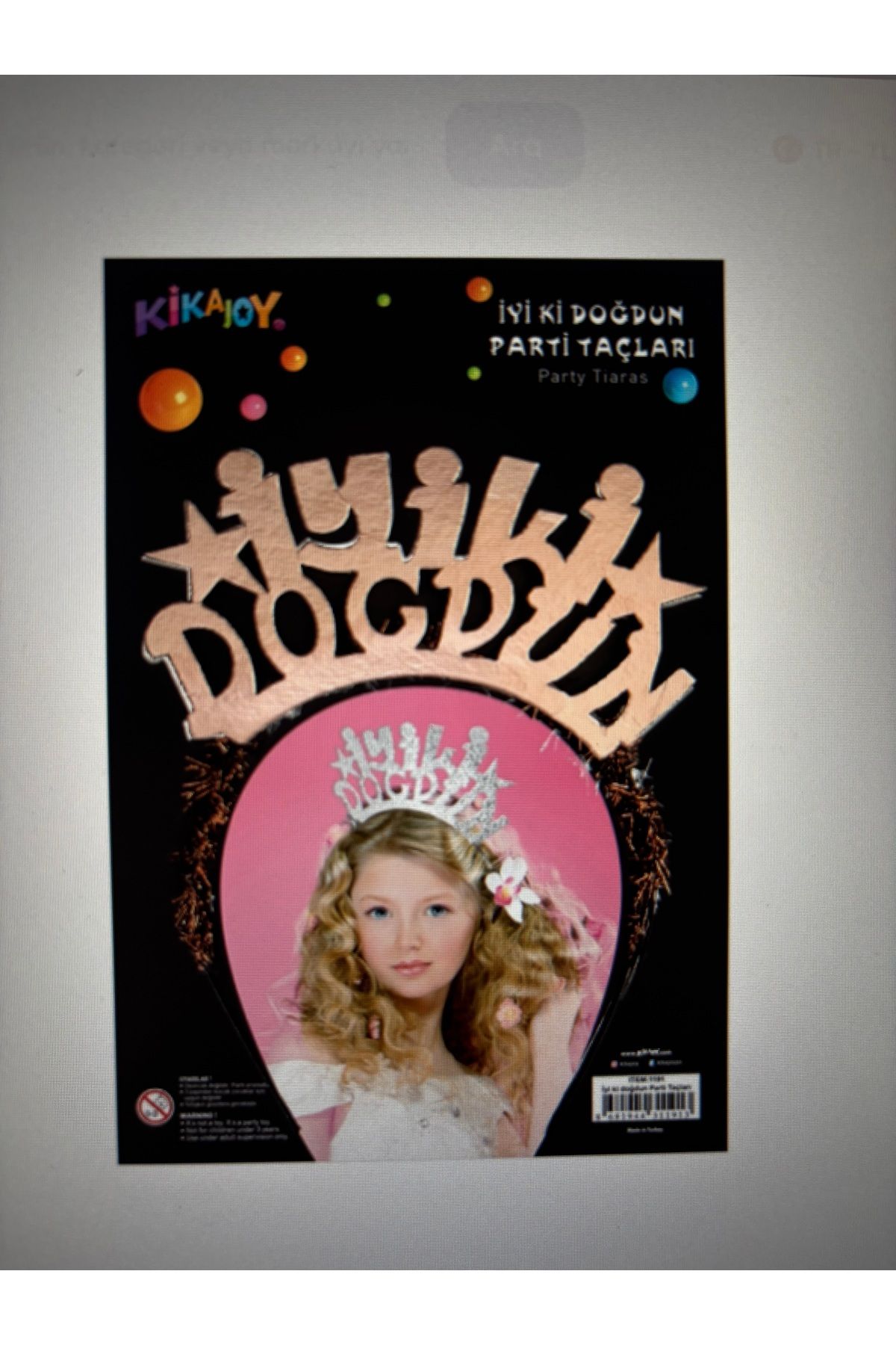Kika Prenses Doğum Günü Metal Taç - Birthday Gril-