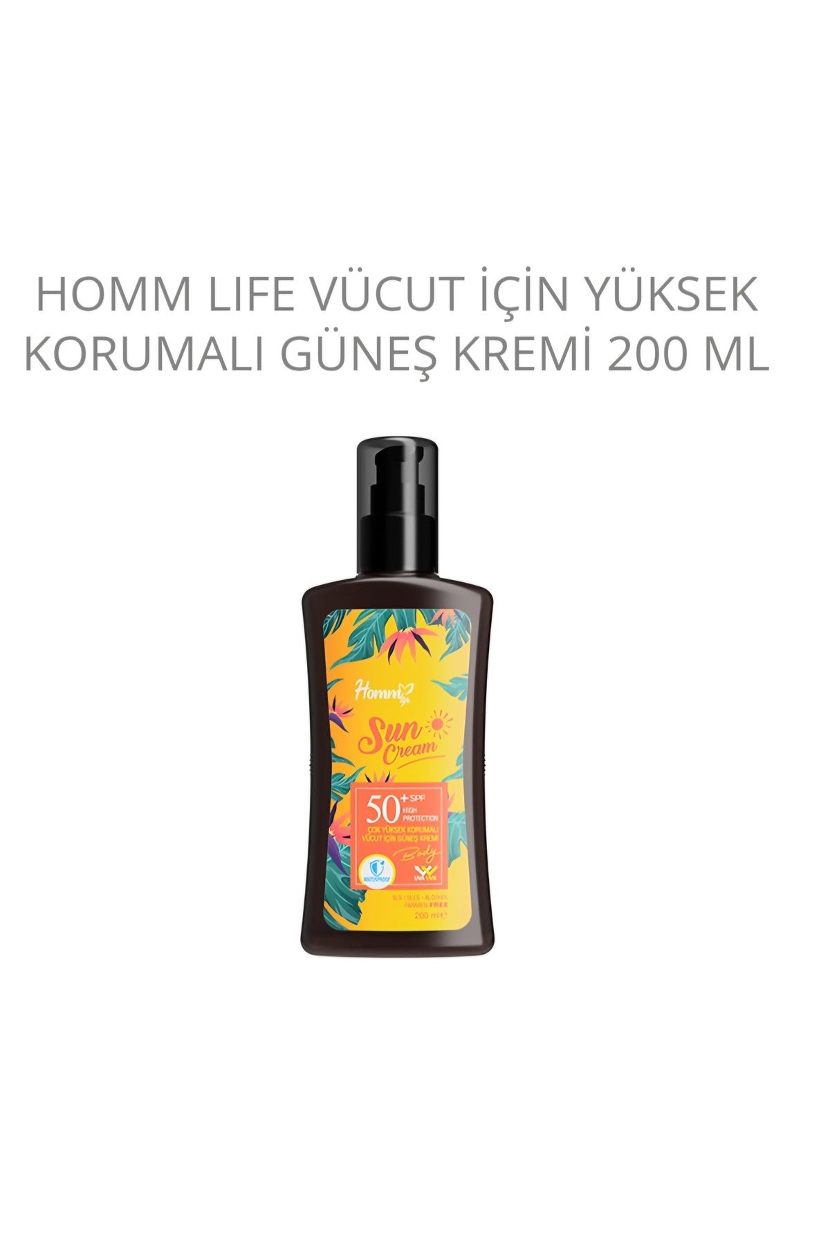 Homm Bitkisel Homm Life Vücut için Yüksek Korumalı Güneş Kremi