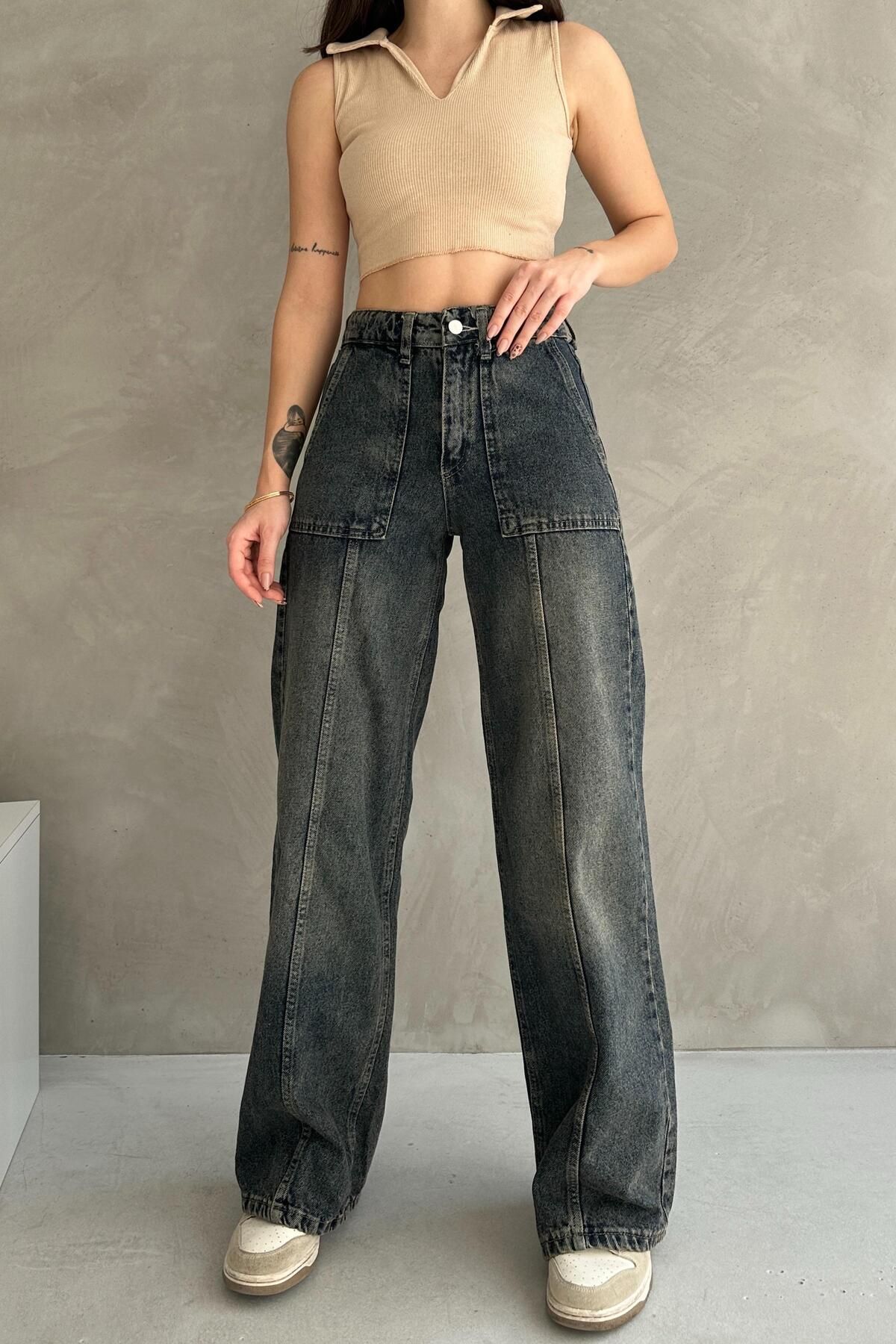 ZAROLİ Normal Bel Geniş Paça Wide Leg Jean - 7750