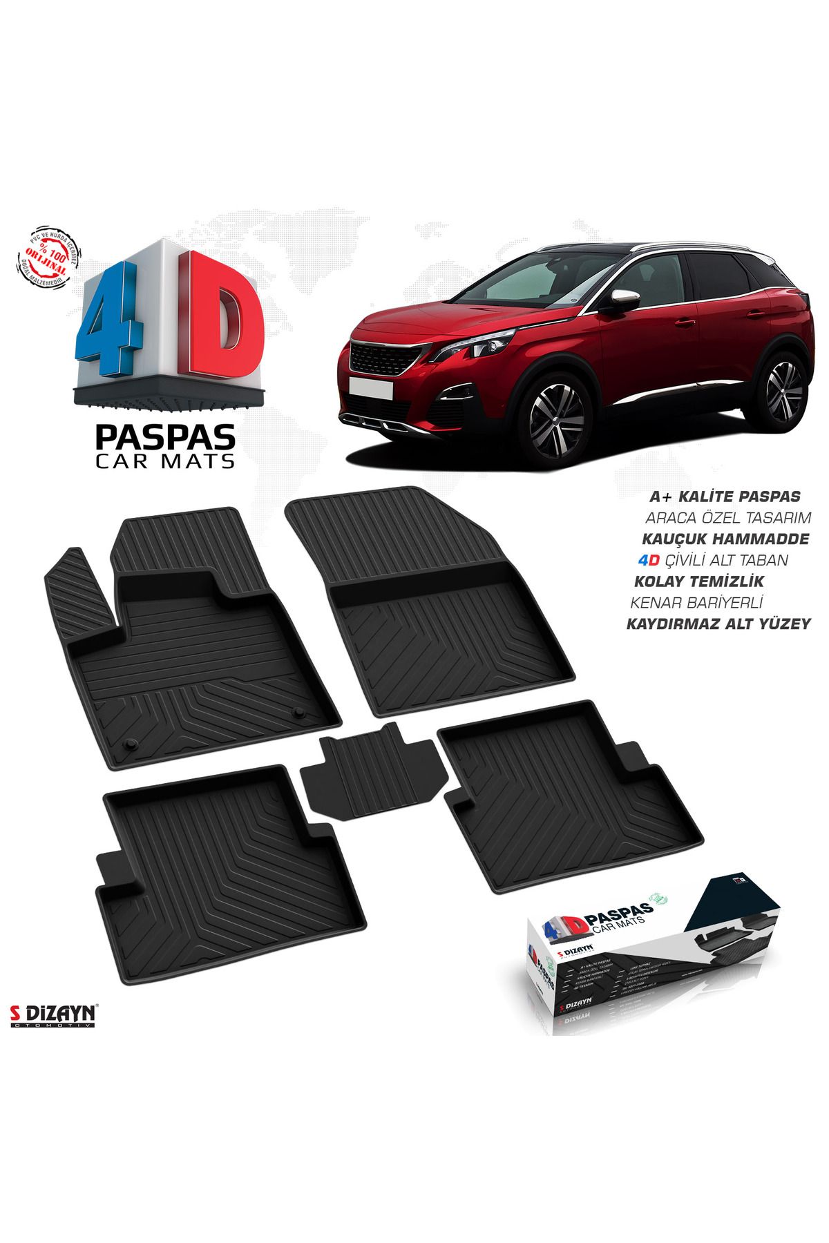 Life Tuning S-Dizayn Peugeot 3008 Allure 4D Havuzlu Paspas 2016-2023