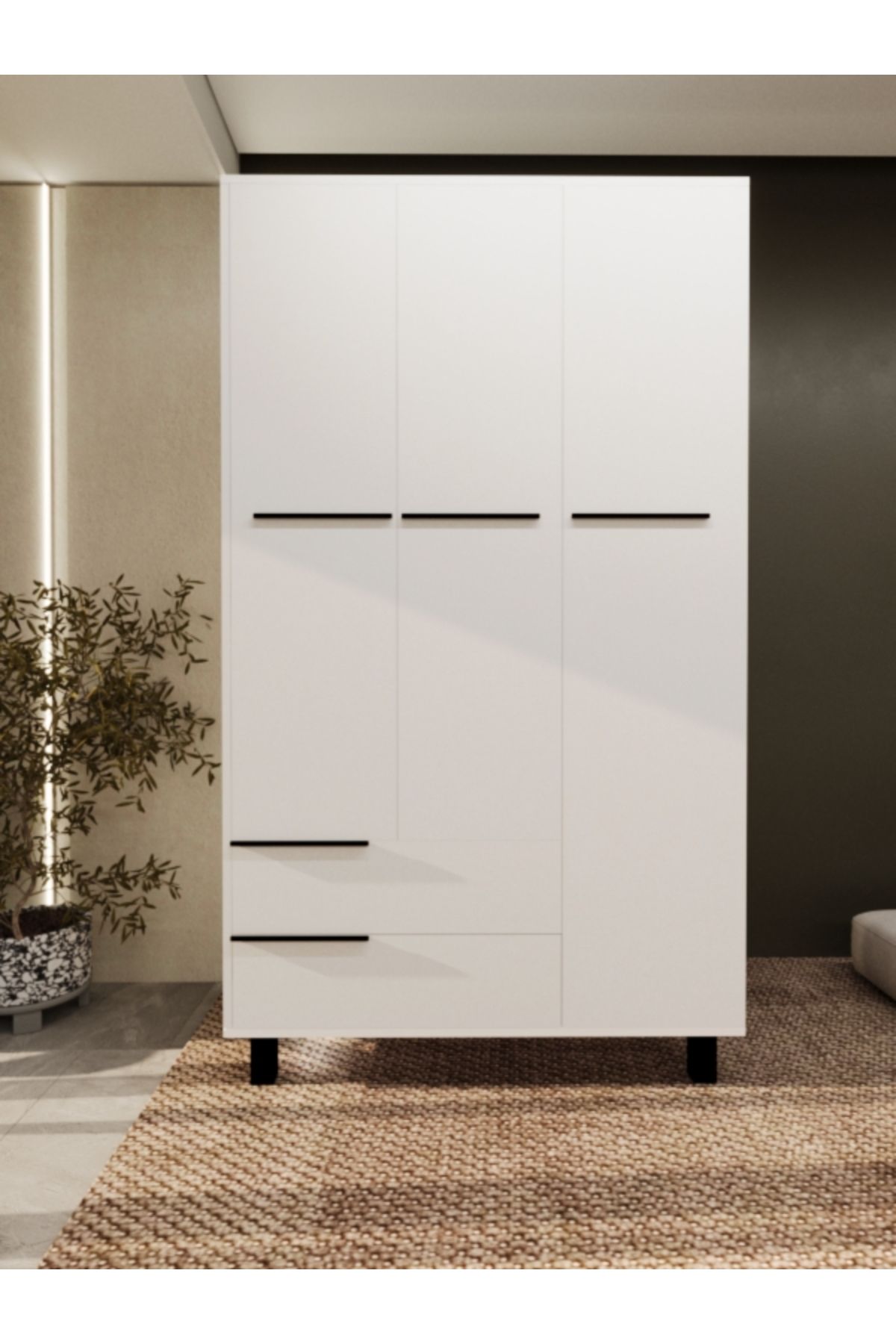 Nitro Furniture Alvin Gardırop - Modern ve Geniş İç Hacimli Beyaz Tasarım (112.2x55x185.6 cm)
