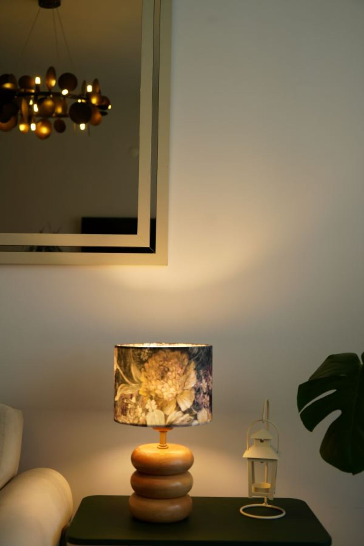 retro home design Üç Kat Silindir Mor Çiçek Kadife Model Silindir Kumaş Şapka Abajur Salon Yatak Odası