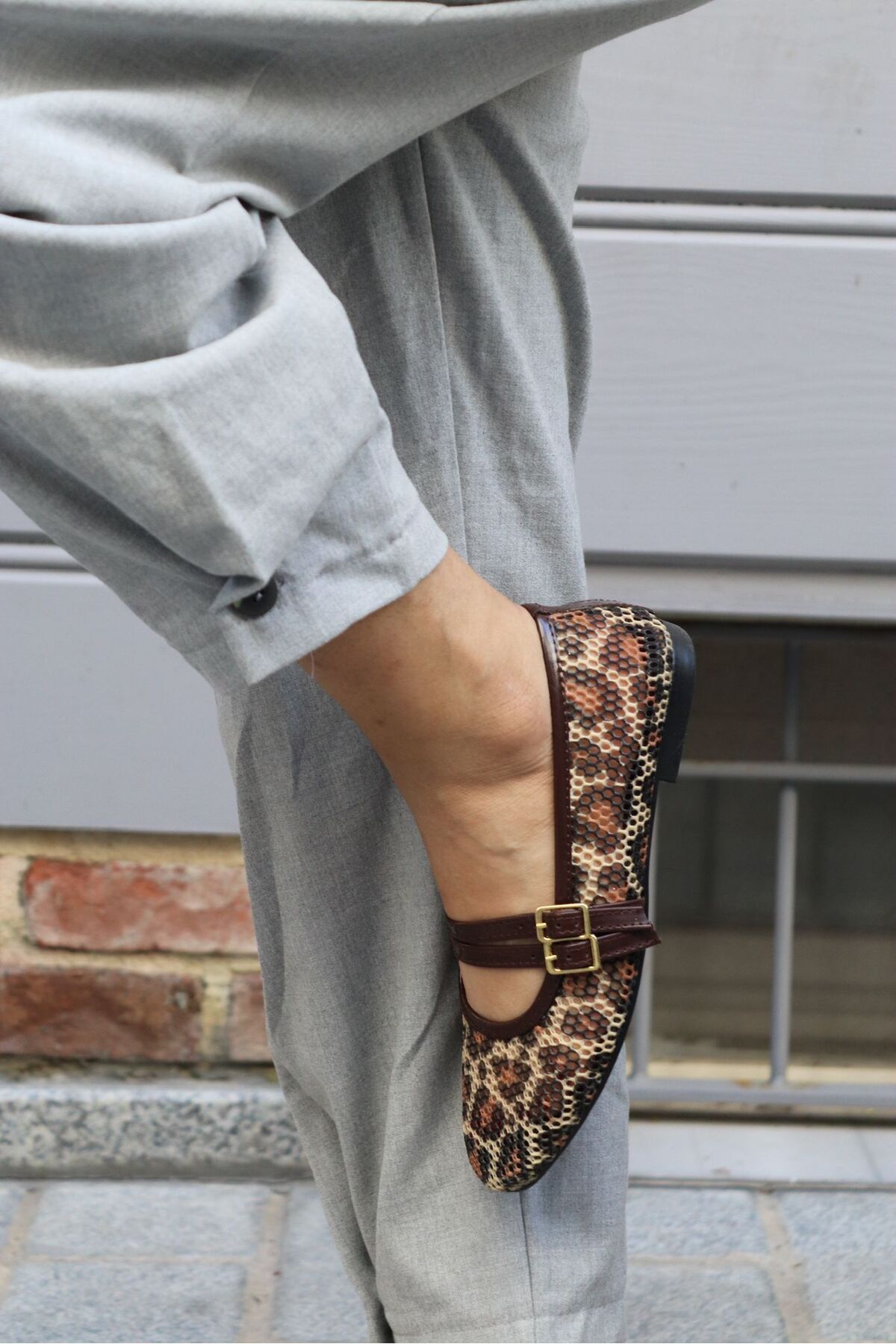 BAB SHOES Leopar Desenli File Babet
