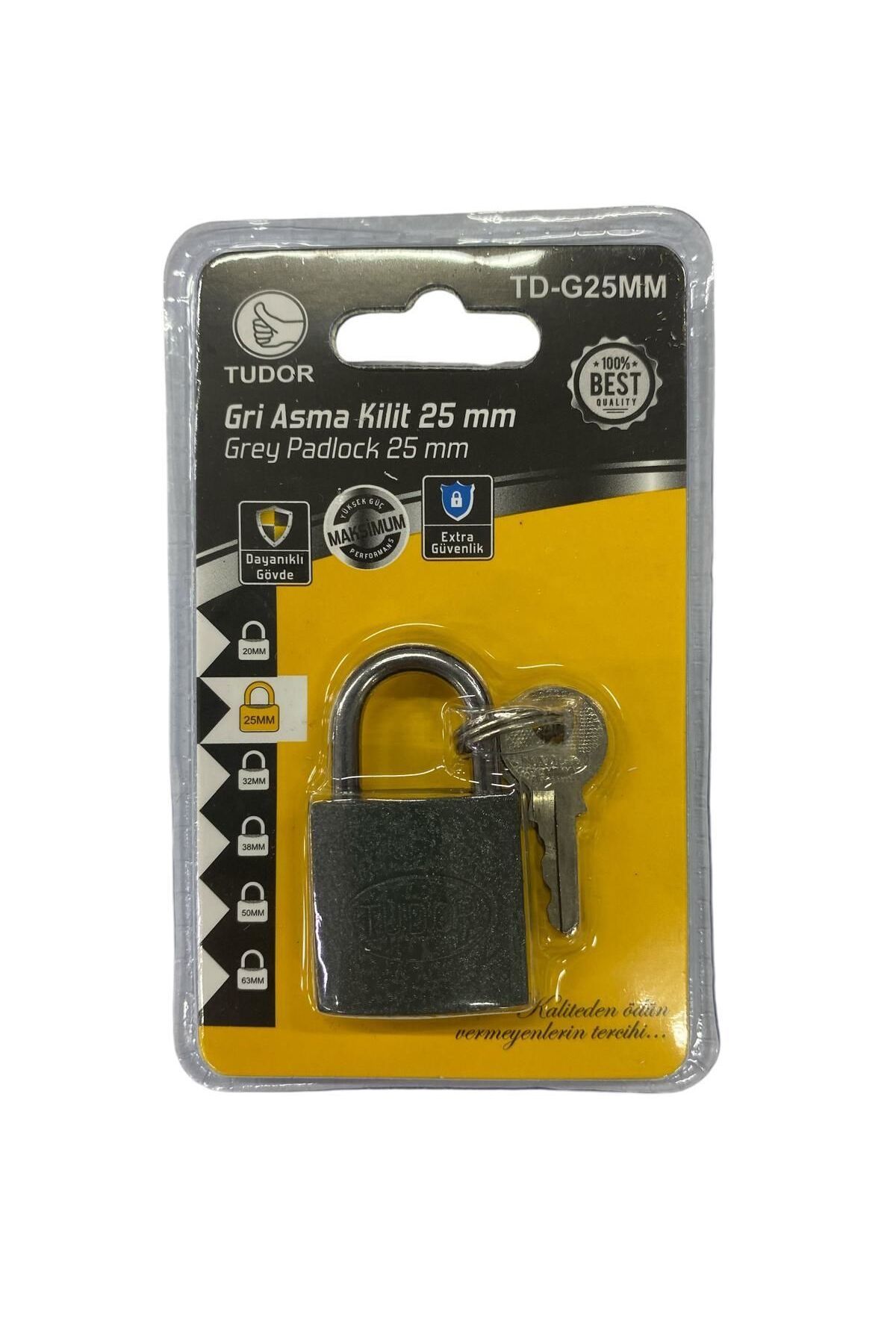 pazarella Tudor 25 mm Kısa Gri Asma Kilit