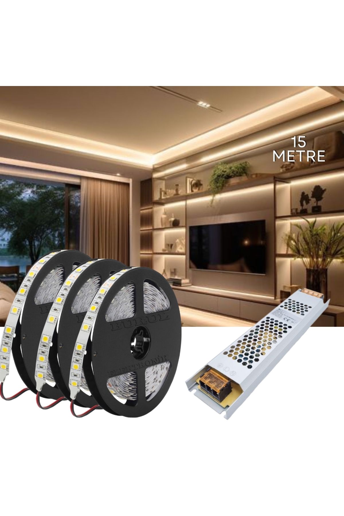 burul SB-6555 15 Metre Gün Işığı Led Işık Gizli Tavan Işık Bandı Aydınlatma Ev Oda Salon TV Ünite Mutfak