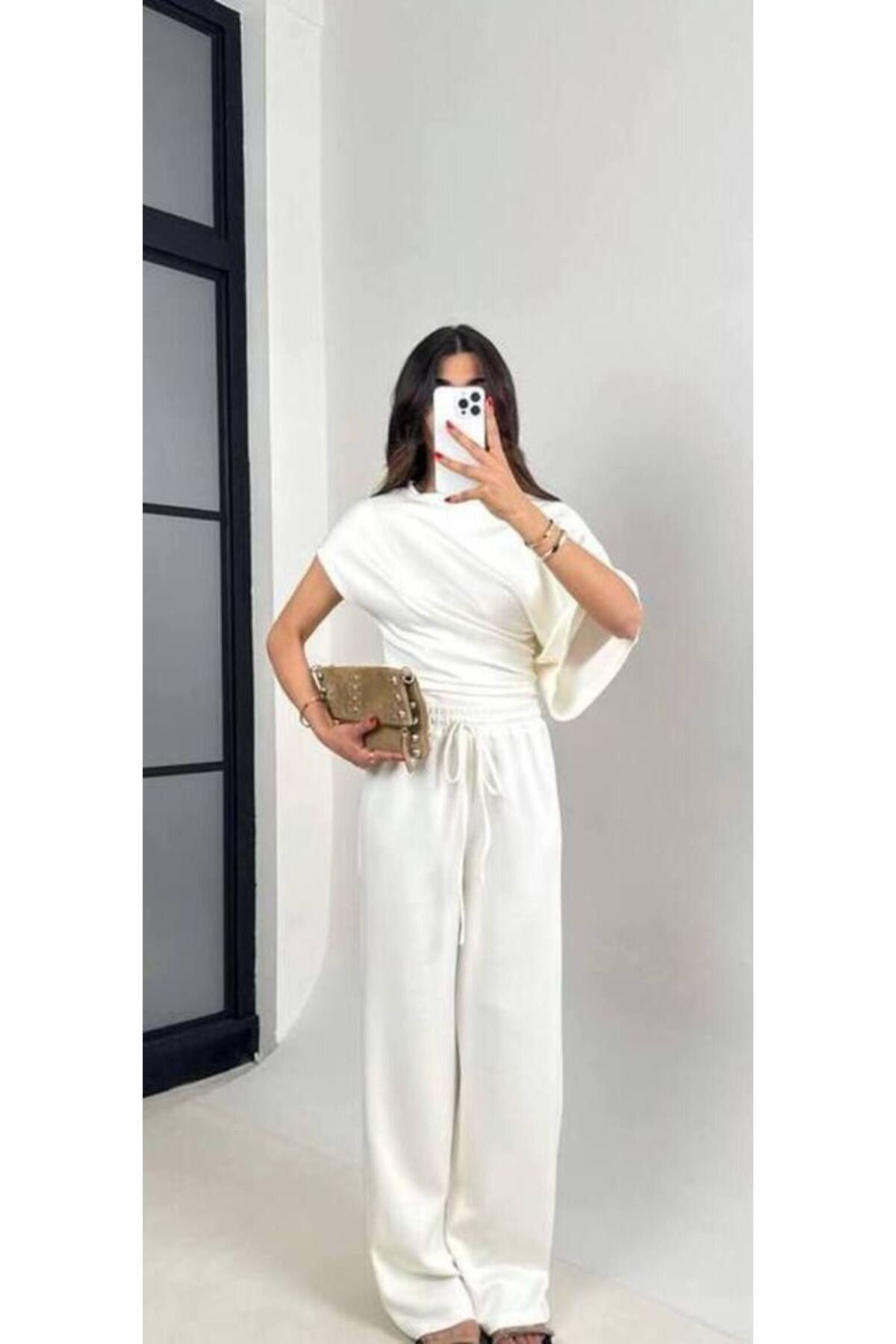 manana fashion YARASA KOL TREND TSHİRT PANTOLON ŞIK EŞOFMAN TAKIMI