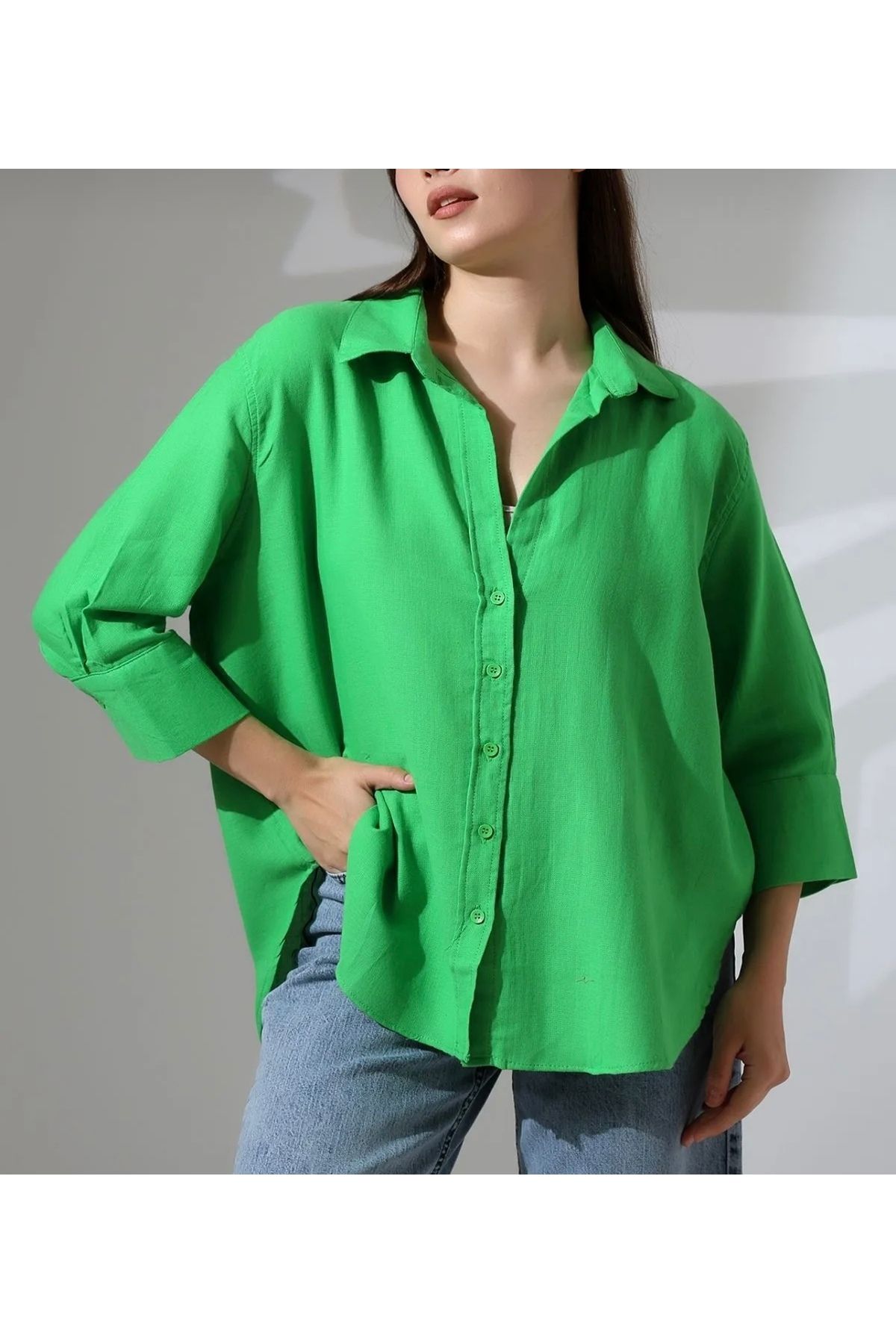 MODA DKBUTİK Yıkanmış Keten & Pamuk Gömlek