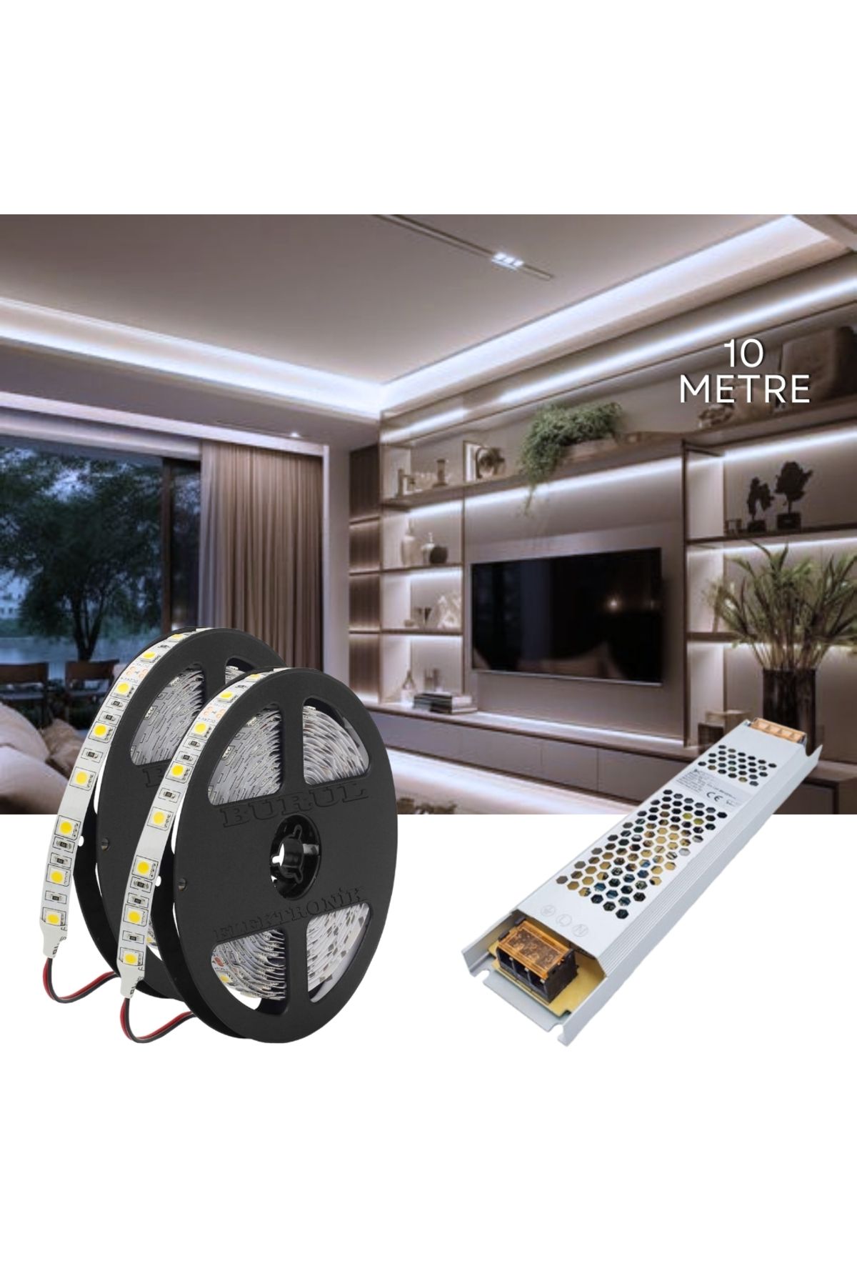 burul SB-6555 10 Metre Beyaz Led Işık Gizli Tavan Işık Bandı Aydınlatma Ev Oda Salon TV Ünitesi Mutfak
