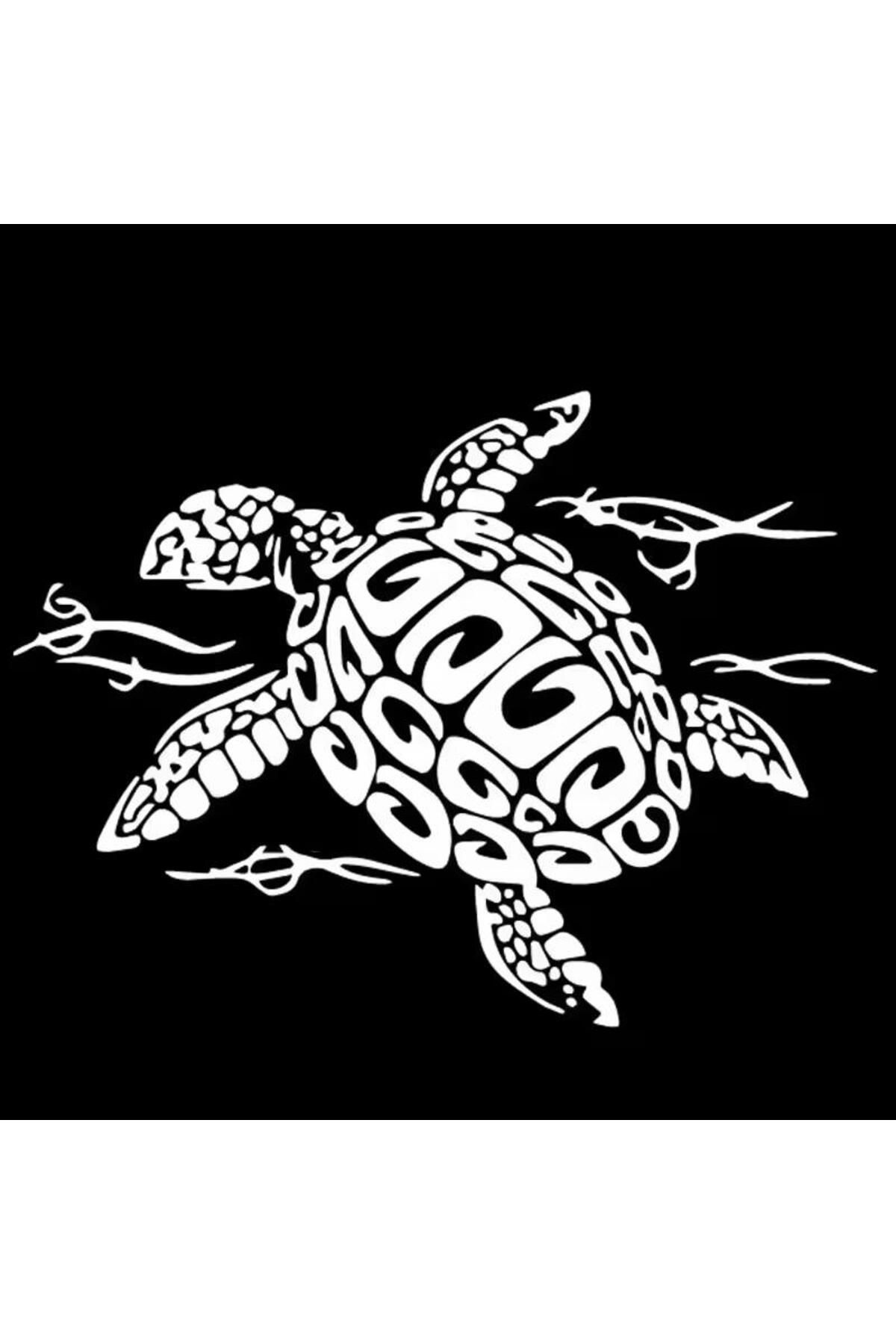 onurreklamonline Caretta Caretta Figürlü Sticker – 18x12 cm – Siyah – Suya Dayanıklı – Araç, Laptop & Kask Uyumlu