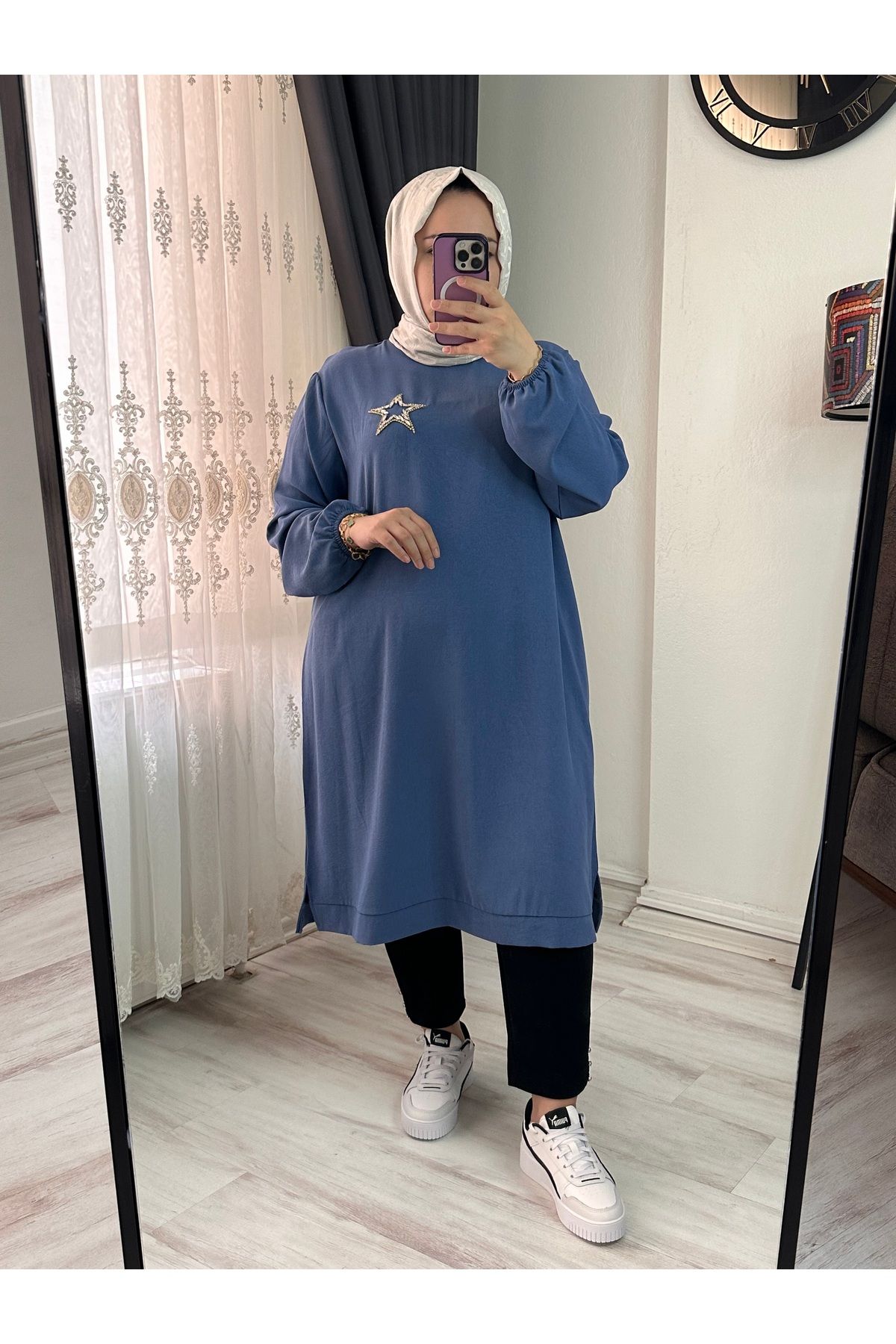 KADO SOFF YILDIZ DETAYLI UZUN TUNİK